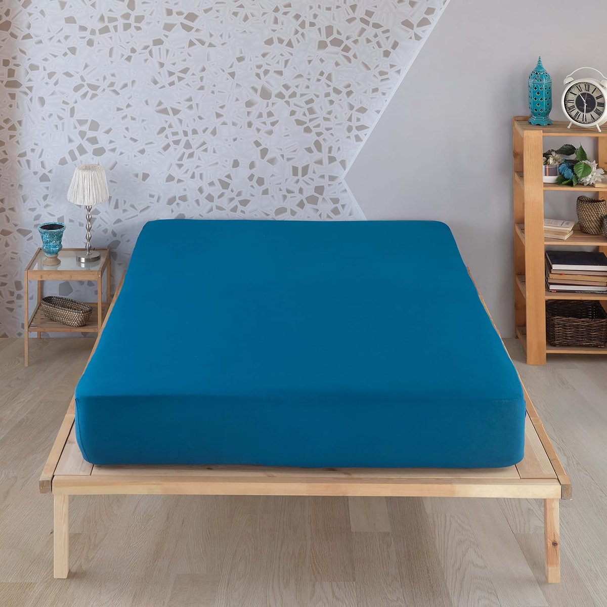 SnelShoppen - Jersey Fitted Sheets 180x200 cm Petrol Blue - 100% Katoen, Geschikt voor Matras Hoogte tot 35 cm, Luxe Bedlinnen voor Comfortabel Slapen