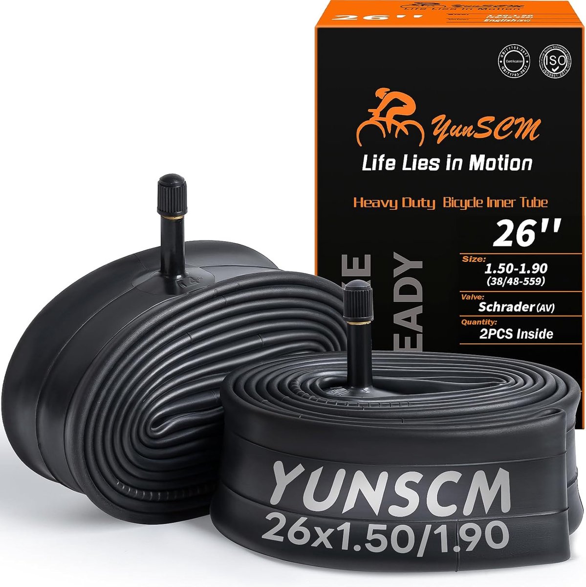 SnelShoppen - 2x Dikke Fietskamer 26 inch 38/48-559 Binnenband AV32mm Ventiel voor 26x1.50/1.75/1.90 Banden - Duurzaam Butyl Rubber - Eenvoudige Insta