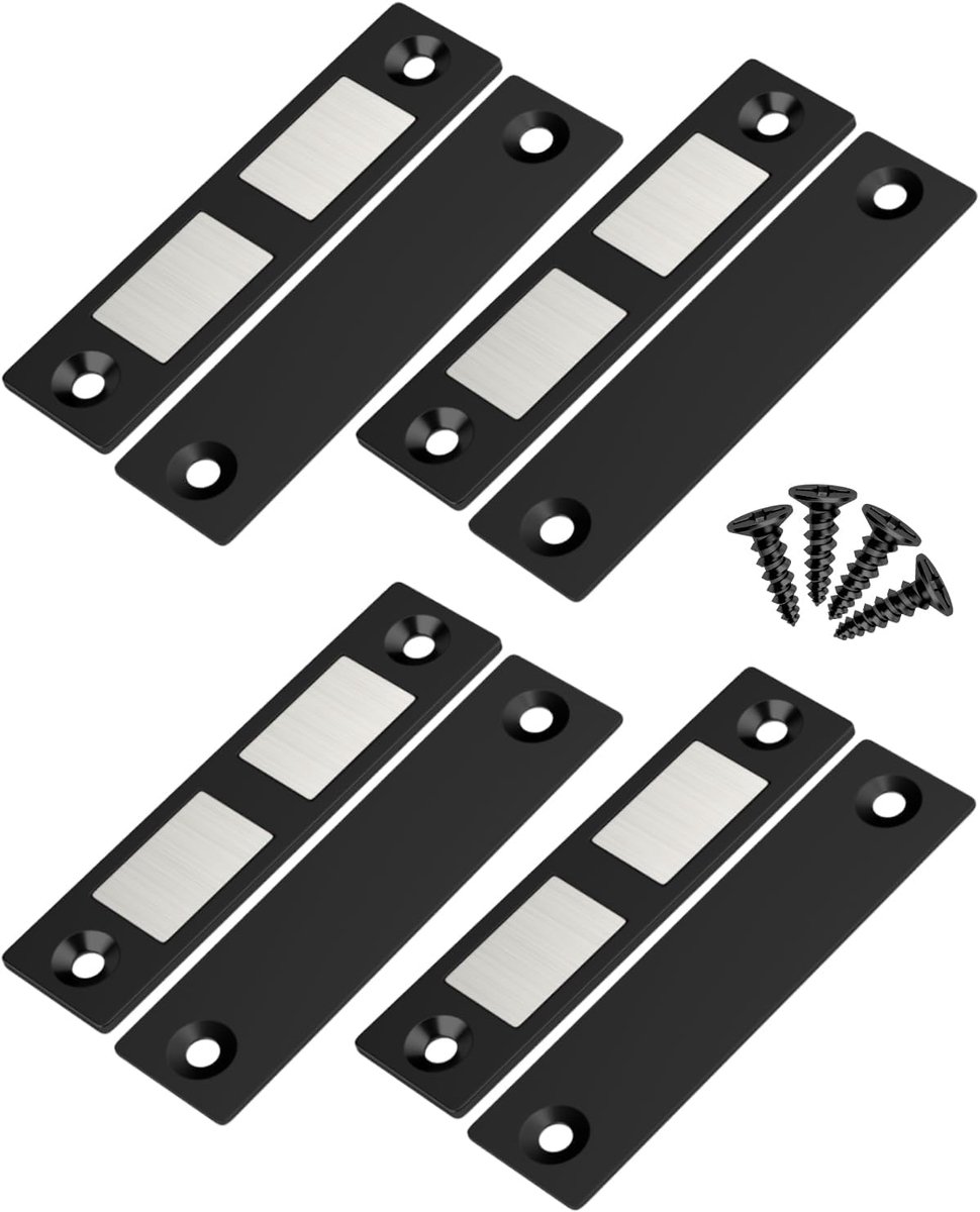 SnelShoppen - Ultra Dunne Magnetische Sluiter Set van 4 Voor Kastdeuren - Sterke Magneten, Zwart, Ideaal Voor Keuken, Kasten, Laden en Deuren