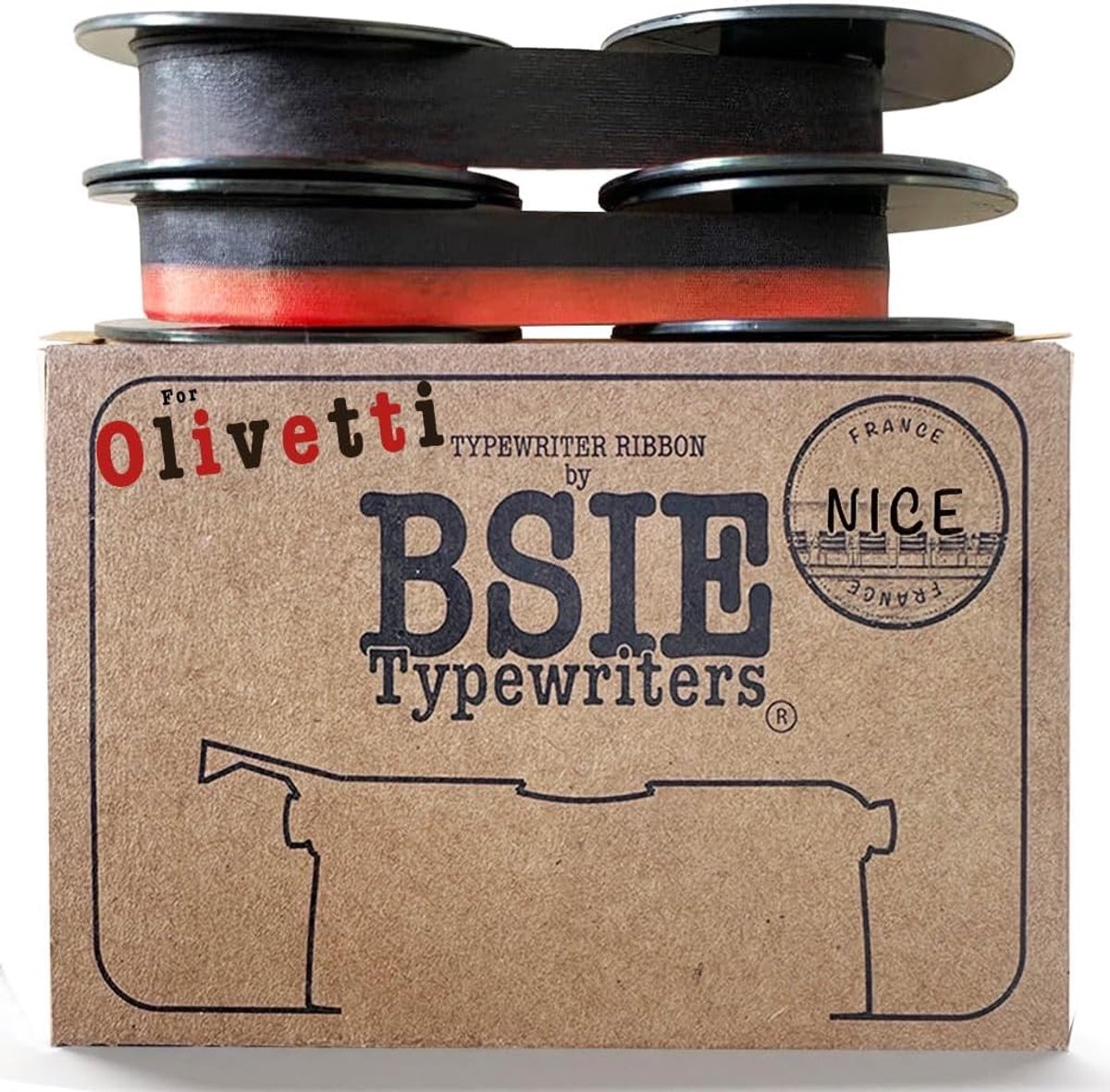SnelShoppen - Typewriter Ribbon GR4 Double Pack - 1x Zwart + 1x Zwart/Rood - Compatibel met Olivetti Lettera 22, 32, 35, Studio 44, Valentine - Perfec