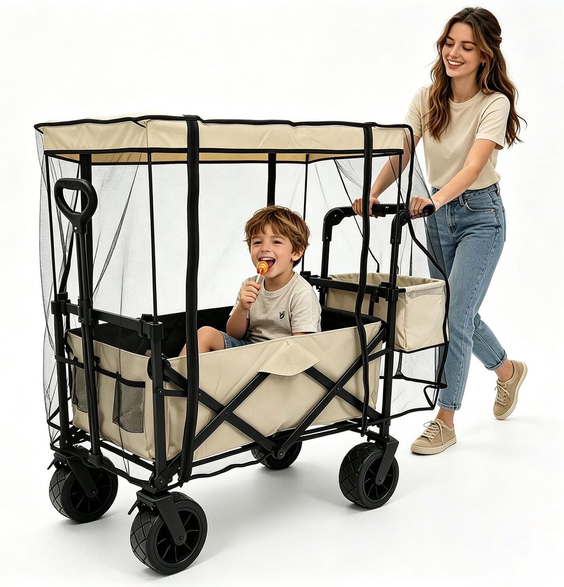 SnelShoppen - Universeel Muggennet voor Kinderwagen - Fijn Gebreide Stof - Scheurvast en Wasbaar - Ideaal voor Camping, Picknick en Buitenactiviteiten