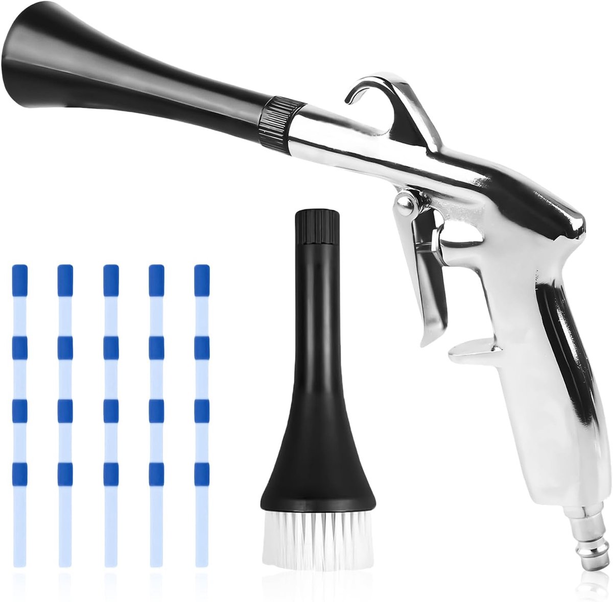 SnelShoppen - Dry Blow Gun, Compressed Air Cleaning Gun, Hoge Druk Luchtpistool, Spuitpistool met 5 Slangen en Mondstukken, Borstel, Voor Compressor,