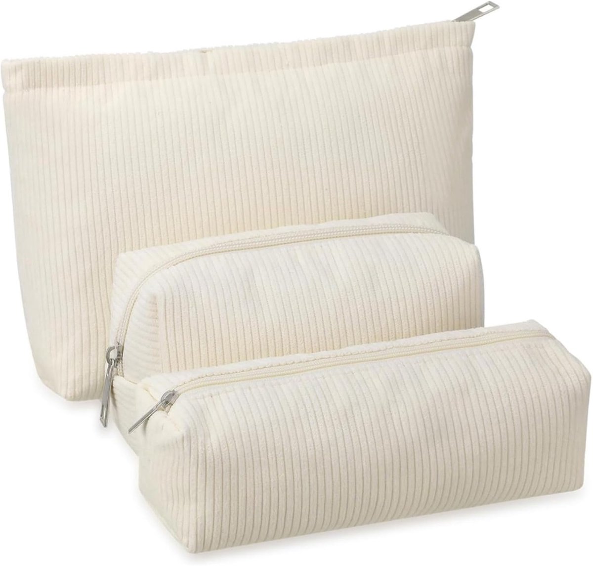 SnelShoppen - Cosmetic Bag met Rits, 3 Stuks, Draagbare Toilettas, Multifunctionele Cosmetic Bag voor Vrouwen, Klein Stofzakje met Rits, Ideaal voor R