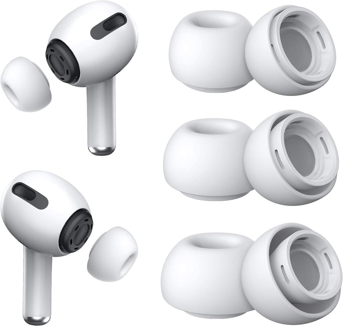 SnelShoppen - 3 Paar Vervangende Oordopjes voor Airpods Pro en Airpods Pro 2 met Geluidsisolatie, Siliconen Oordopjes met Opbergtas en Geschikt voor O