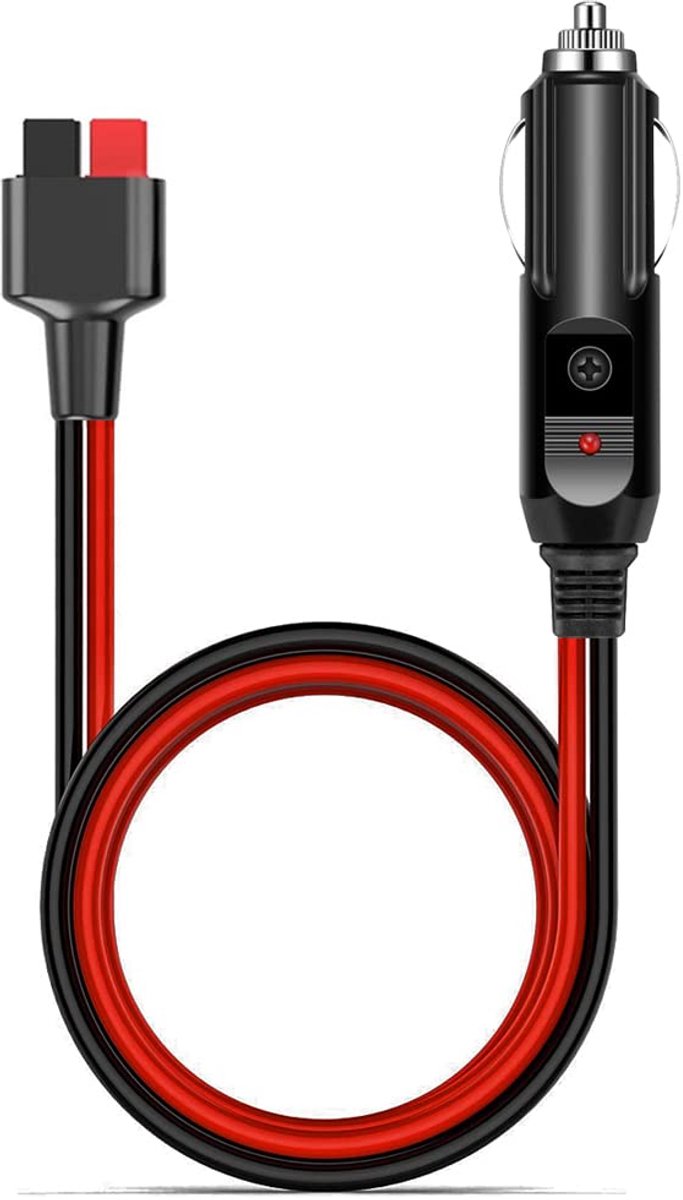 SnelShoppen - Car Cigarette Lighter Plug naar 45A Anderson Adapter Kabel 1M, 16AWG voor Jackery Explorer 1000 & Ecoflow Delta Pro, LED Display, Auto A