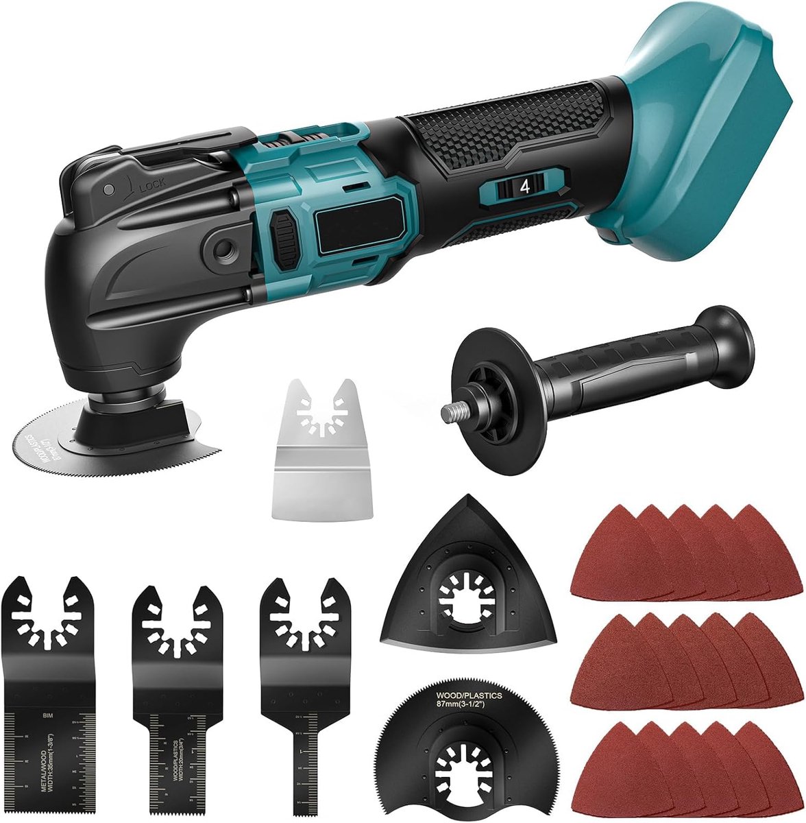 SnelShoppen - Draadloze Multifunctionele Tool voor Makita 18V Accu, Oscillerende Multi Tool met Borstelloze Motor, 6 Zaagbladen en 15 Schuurvellen voo