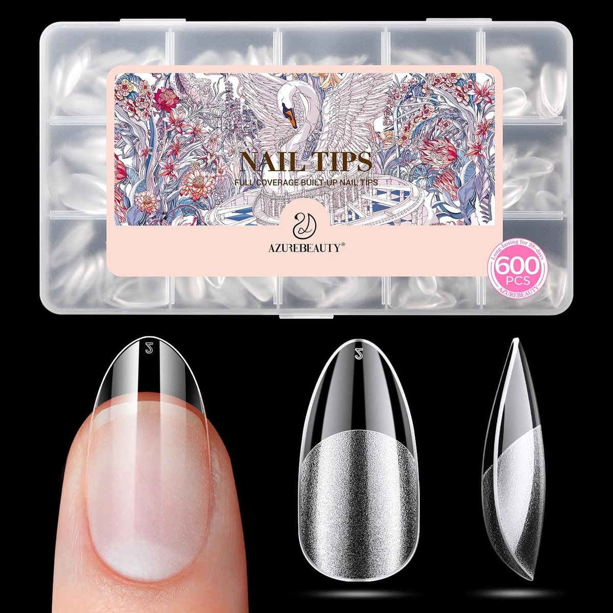 SnelShoppen - AZUREBEAUTY Nageltips 600 Stuks - Volledige Dekking Kunstnagels Set B - Perfect voor Feest, Bruiloft of Dagelijks Gebruik - Hoge Kwalite