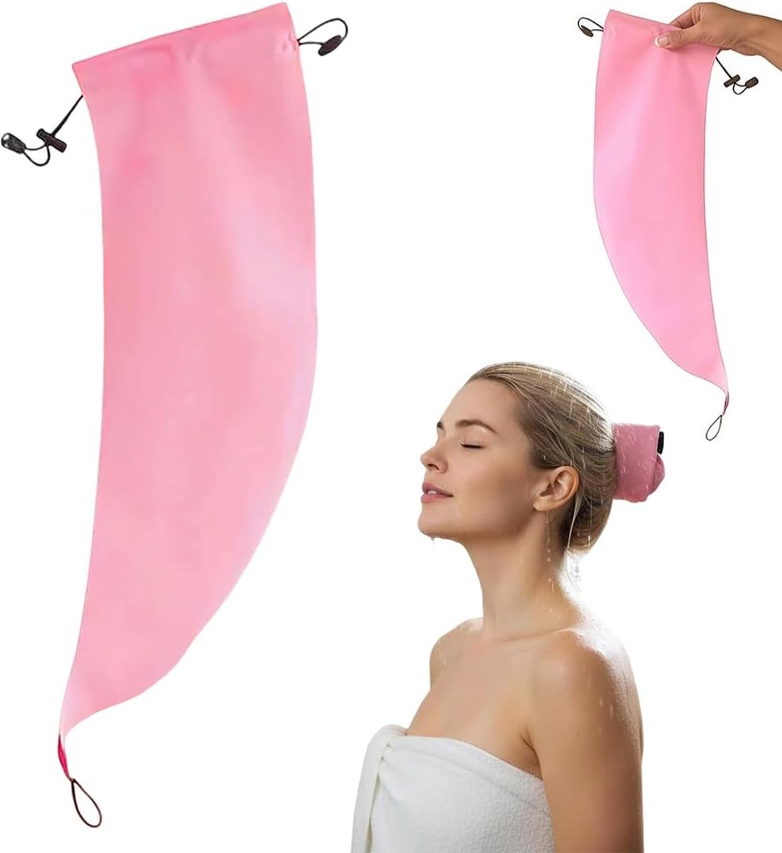 SnelShoppen - Waterdichte Douchemuts Haarbeschermkap voor Lang Haar - Kroon Wassen, Beschermt Kapsel, Snelle Opfrisser voor Zwembad - Roze, Perfect vo