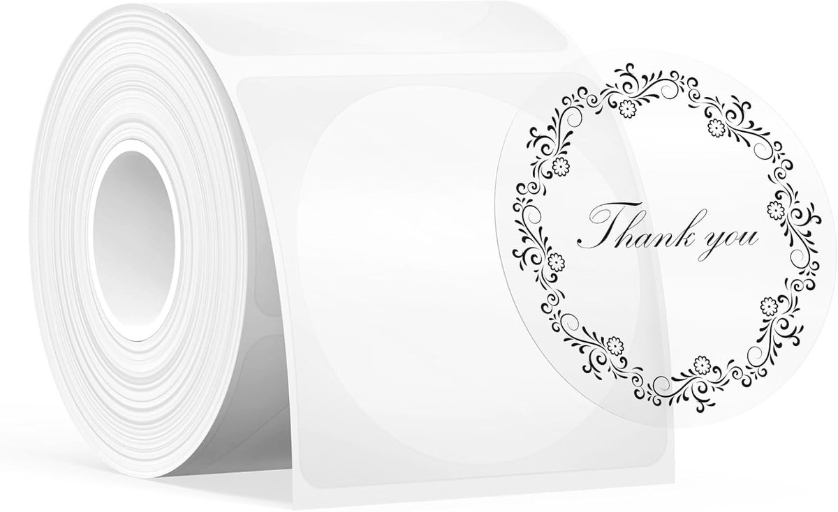 SnelShoppen - Zelfklevende Thermische Label Tape φ 50mm - 140 Stuks/Rol - Waterproof en Oliebestendig - Ideaal voor Thuis, School, Kantoor en Retail -