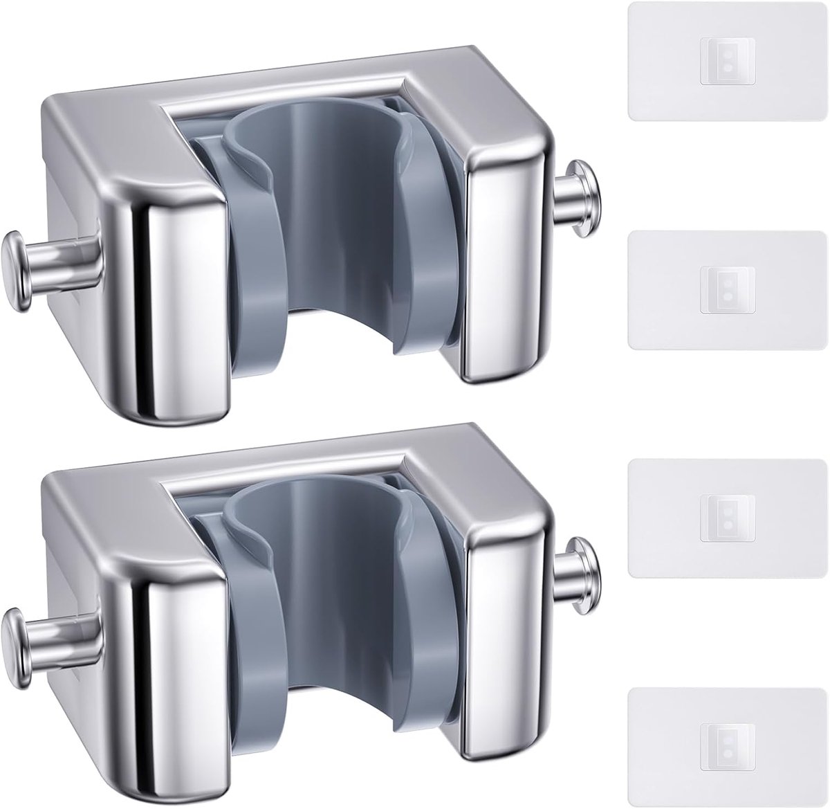 SnelShoppen - 2Pcs Verstelbare Douchehouder met 2 Haken, Zelfklevende Wand Douchehouder voor 18-22mm Douchekoppen, Universele Handdouche Houder Zonder