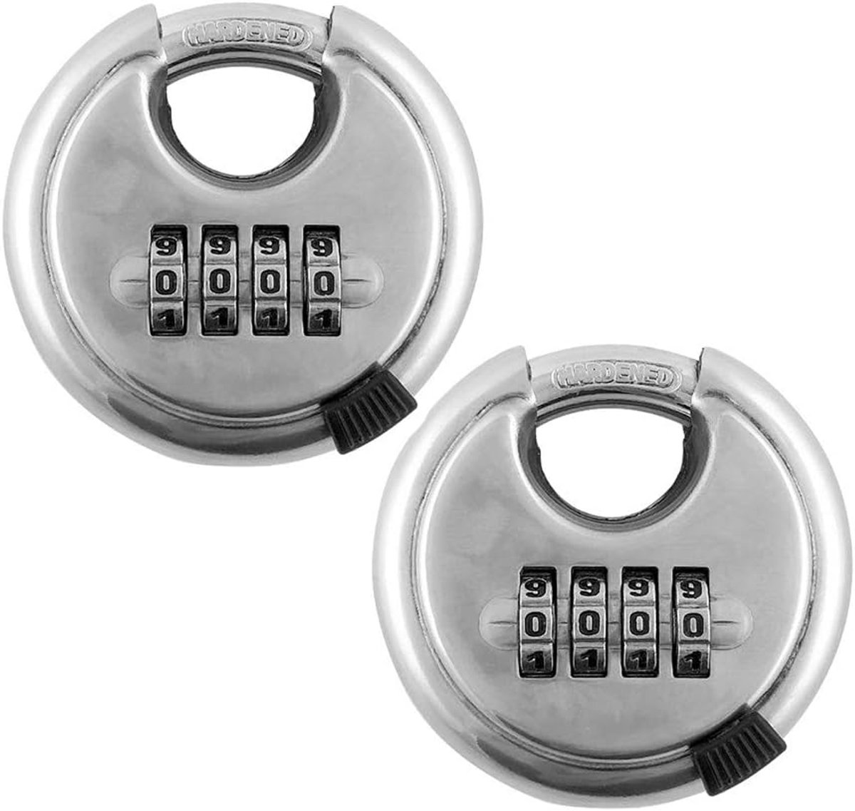 Thijox - Robuust RVS Beugelslot Circle met 4 Cijfers, Hangslot voor Magazijn, Schuur, Opslagunit - 2 Stuks, Waterdicht en Veilig