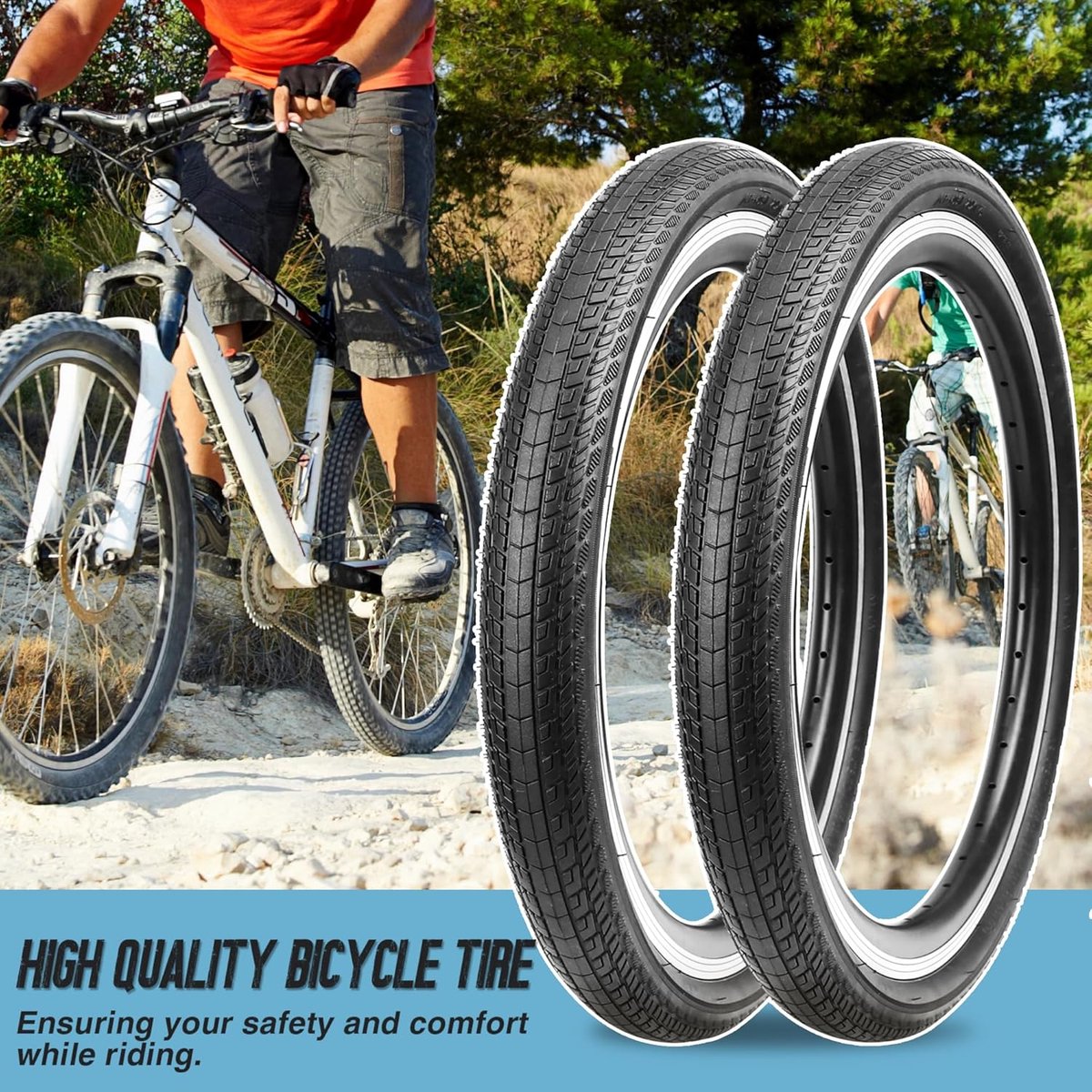 SnelShoppen - 20/24/26x 1.75 Mountainbike Bandenset 2-Pack met AV35mm Binnenband Ventiel en Fietskoffers voor Mountainbike/BMX/E-Bike/Kinderfiets