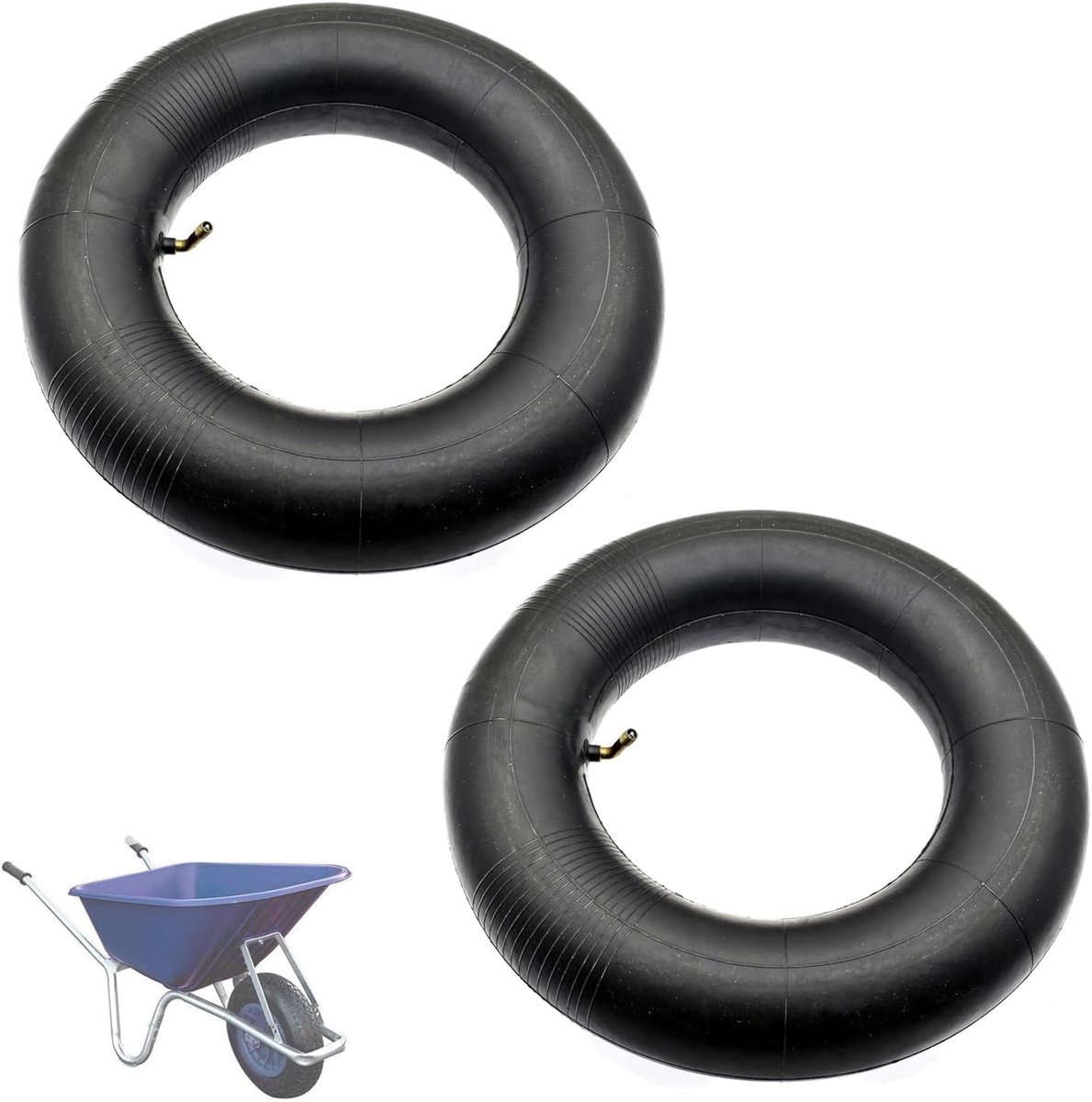 Thijox - 4.10/3.50-4 Kruiwagenwiel Slangset - 2 Stuks Binnenbanden voor Handkar, Tuinwagen, Schuifwagen - Hoogwaardig Rubber, Zwart, Universele Maat