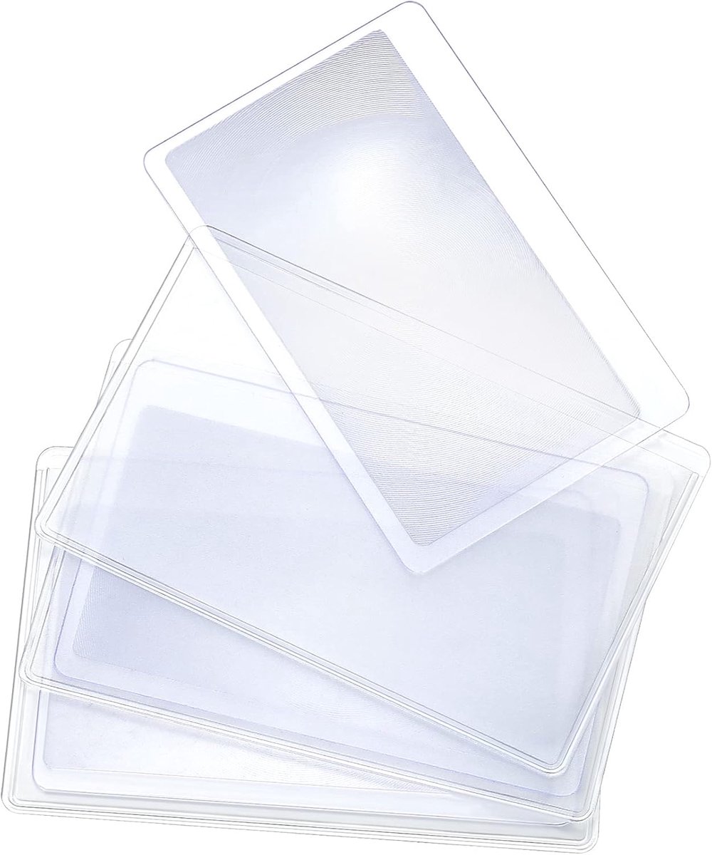 SnelShoppen - 3pcs Creditcardgrootte Vergrootglas Fresnel Lens, Draagbaar en Lichtgewicht Leesglas, Transparant voor Lezen, Kamperen en Noodgevallen