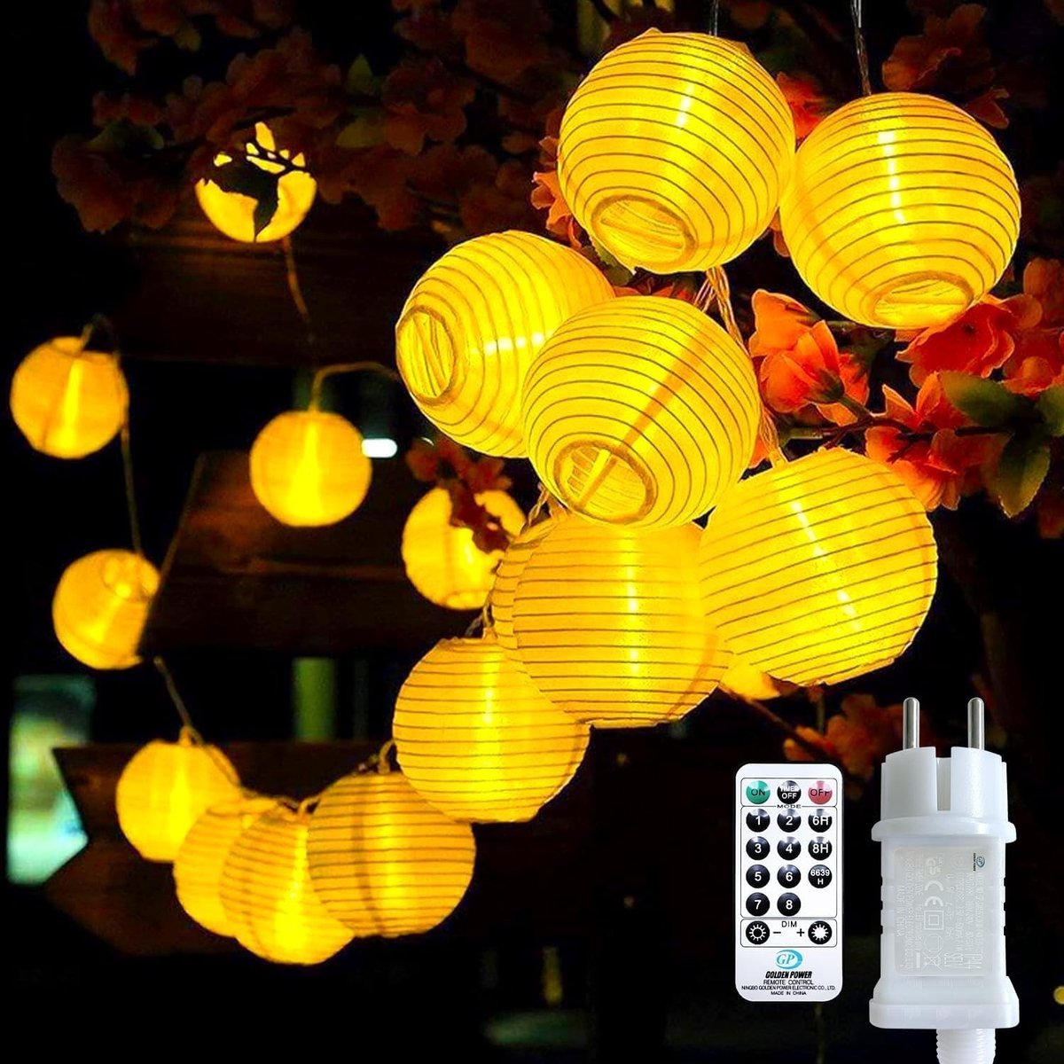 SnelShoppen - LED Fairy Lights Buiten met Timer 5m 20 LEDs Warm Wit, 8 Modi, Afstandsbediening en Stekker voor Kerst, Tuin, Balkon, Patio Decoratie