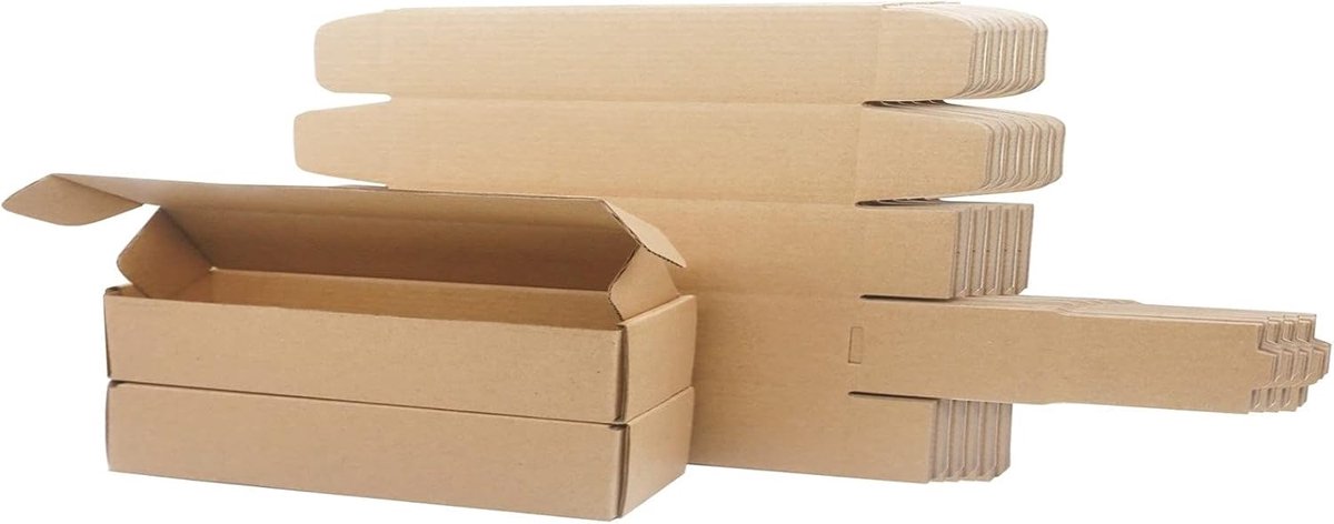 SnelShoppen - Corrugated Kartonnen Verzenddozen 300x55x55mm - Bruine Verpakkingsdozen voor Kleine Pakketten - Eco-vriendelijk, Sterk, 10 Stuks - Perfe