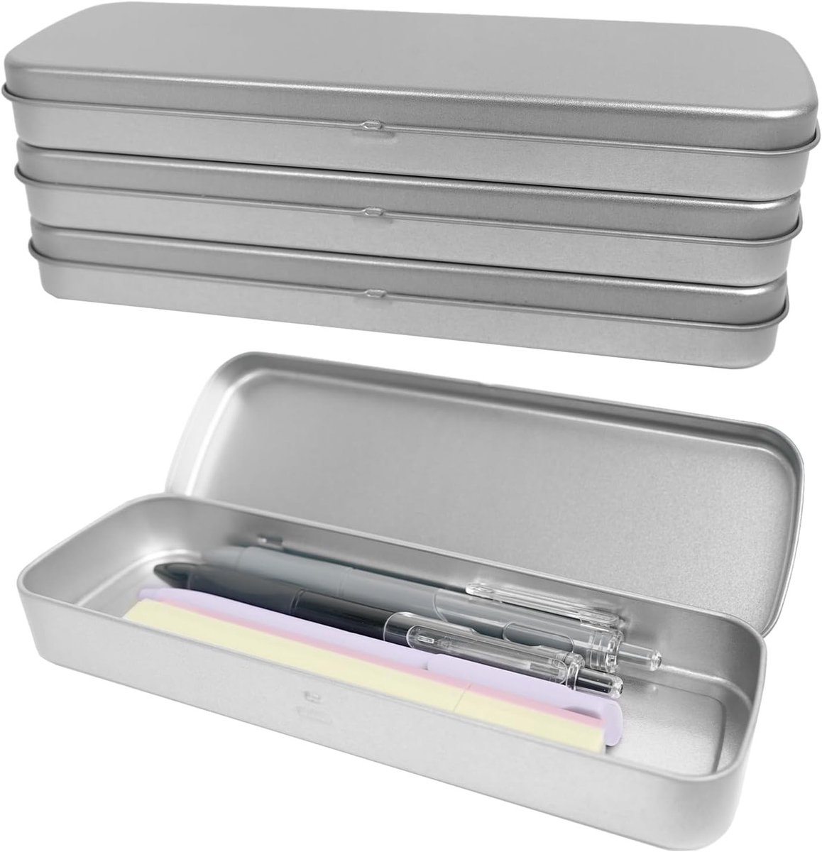 Set van 4 Opvouwbare Metalen Pennenboxen voor Kinderen - Ideale Oplossing voor Pennenopslag, Creatief Organiseren en Schoolbenodigdheden