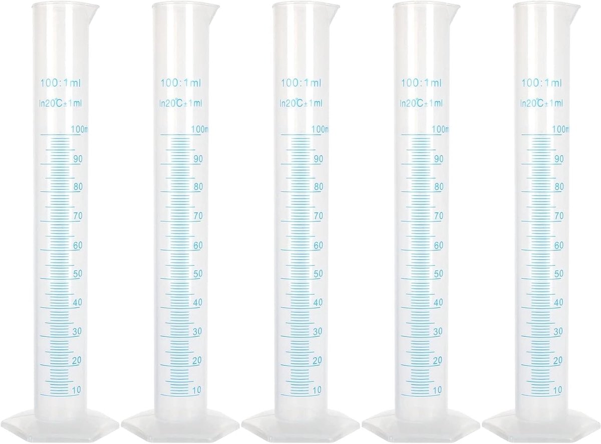 SnelShoppen - 100 ml Plastic Meetcilinder - Transparante Laboratorium Meetbeker - Duurzaam Polypropyleen - Twee-zijdige Meetlijnen - Ideaal voor Weten