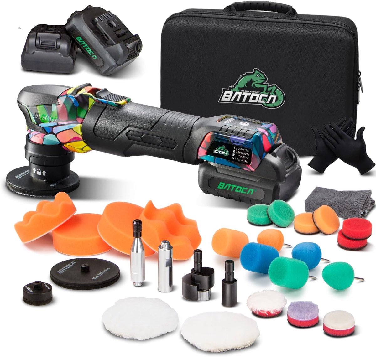 SnelShoppen - Mini Accu Polijstmachine 25/75mm voor Auto Detailing, Brushless Motor, 2000-5500TPM, Draadloos, Ideaal voor Koplampen en Autopflege