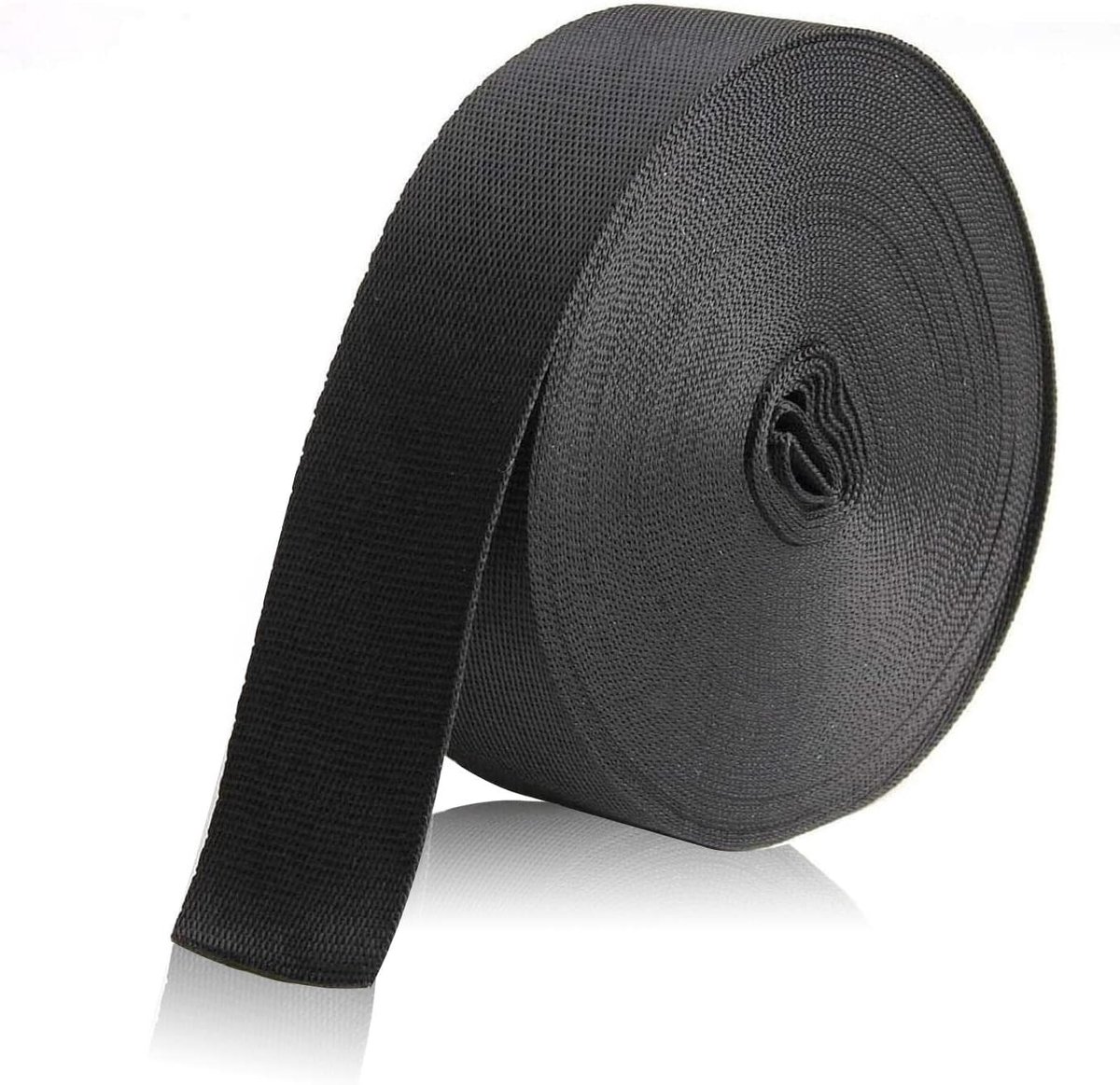 SnelShoppen - 2.5cm Brede Zwarte Nylon Strap, 9m Sterke Woven Band, 1900kg Trekgewicht, Perfect voor Camping, Tuin, Verhuizen en Klussen