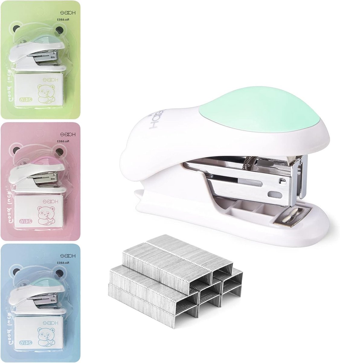 Mini Desktop Nietmachine met 400 Standaard 26/6 Nietjes, Capaciteit tot 24 Bladen, Inclusief Ingebouwd Nietjesverwijderaar, Perfect als Cadeau voor Studenten en Kantoorgebruik, Verkrijgbaar in 3 Kleuren