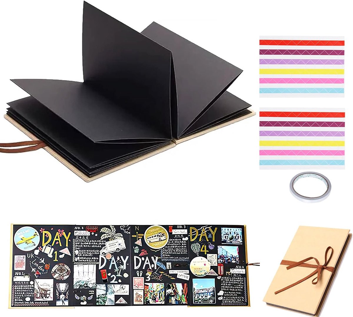 SnelShoppen - DIY Fotoalbum A4 voor Plakken, Scrapbook, 34 Bladzijden, Zwart, Geschikt als Verjaardagscadeau, Huwelijkscadeau, Afstudeercadeau