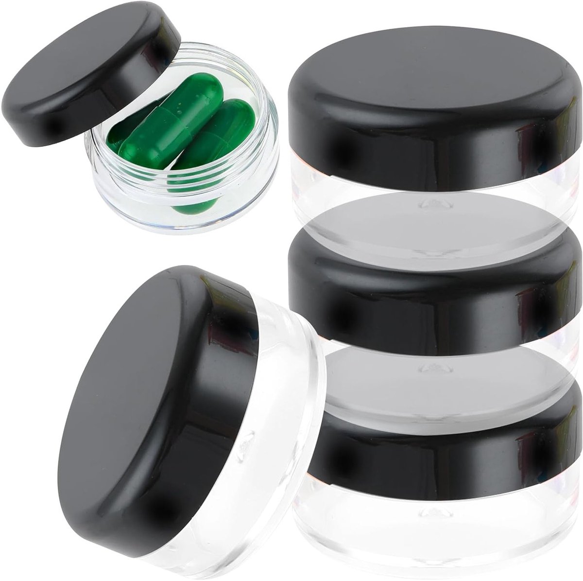 Compacte Pillen Organizer - 5 Stuks Reis Pillenhouder, Draagbare Mini Medicijnopslag, BPA-vrij, Ideaal voor Portemonnee en Tas (Blauw, Oranje, Geel, Zwart)