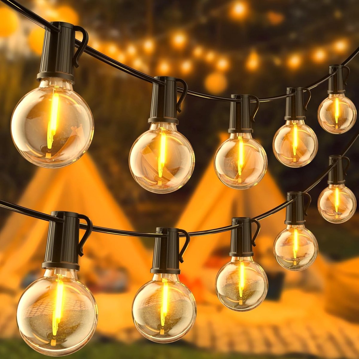 SnelShoppen - LED Fairy Lights 32.8m Warm Wit G40 Buitenverlichting met Stekker IP54 voor Tuin, Balkon, Feest, Camping, Bruiloft - 50 + 3 Lampjes