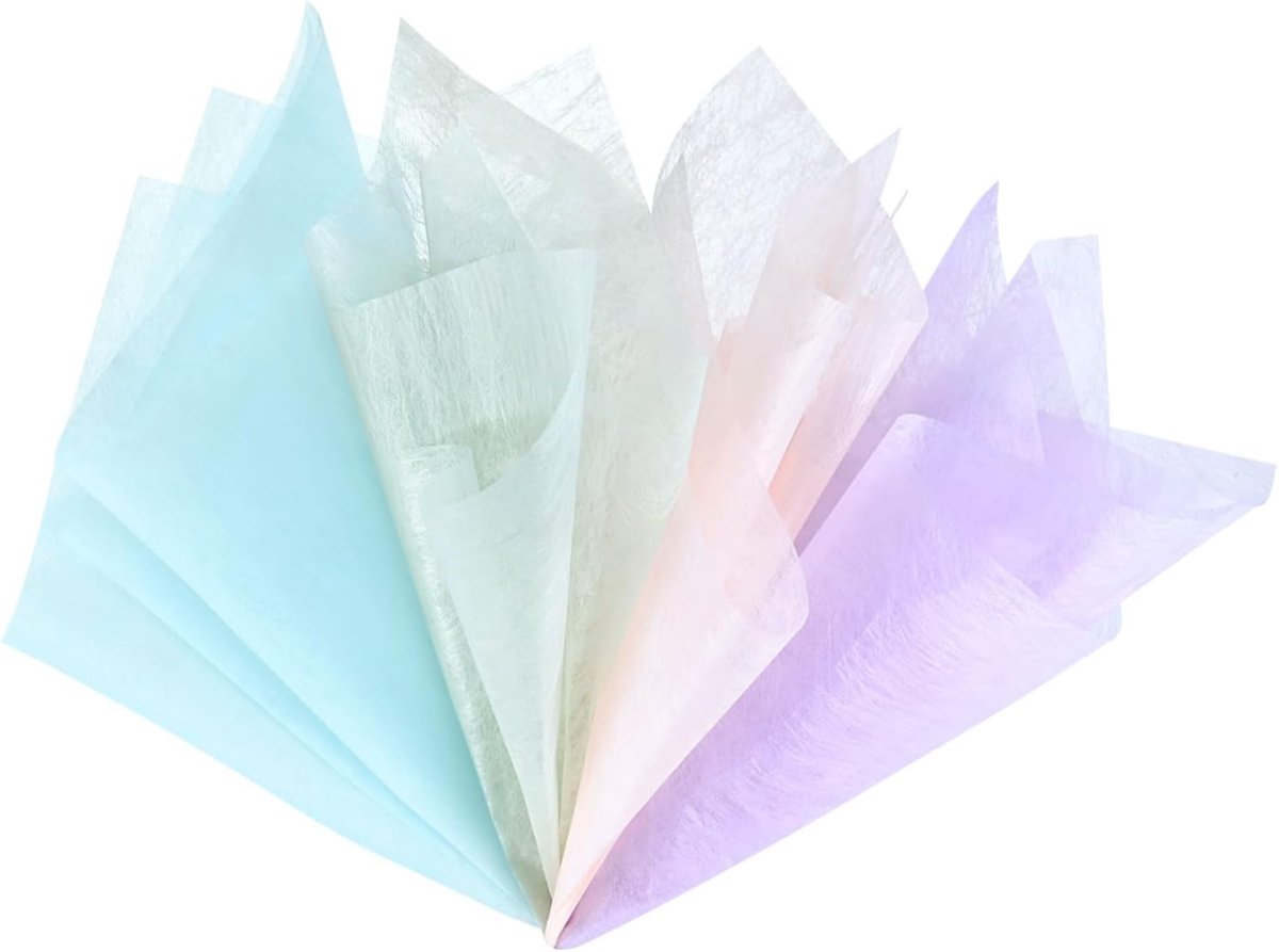 SnelShoppen - 152 Vel Waterdicht Bloemen Inpakpapier in Groen, Paars, Roze en Blauw - Katoenen Boeket Verpakking voor Geschenken, 11.8x11.8" - Perfect