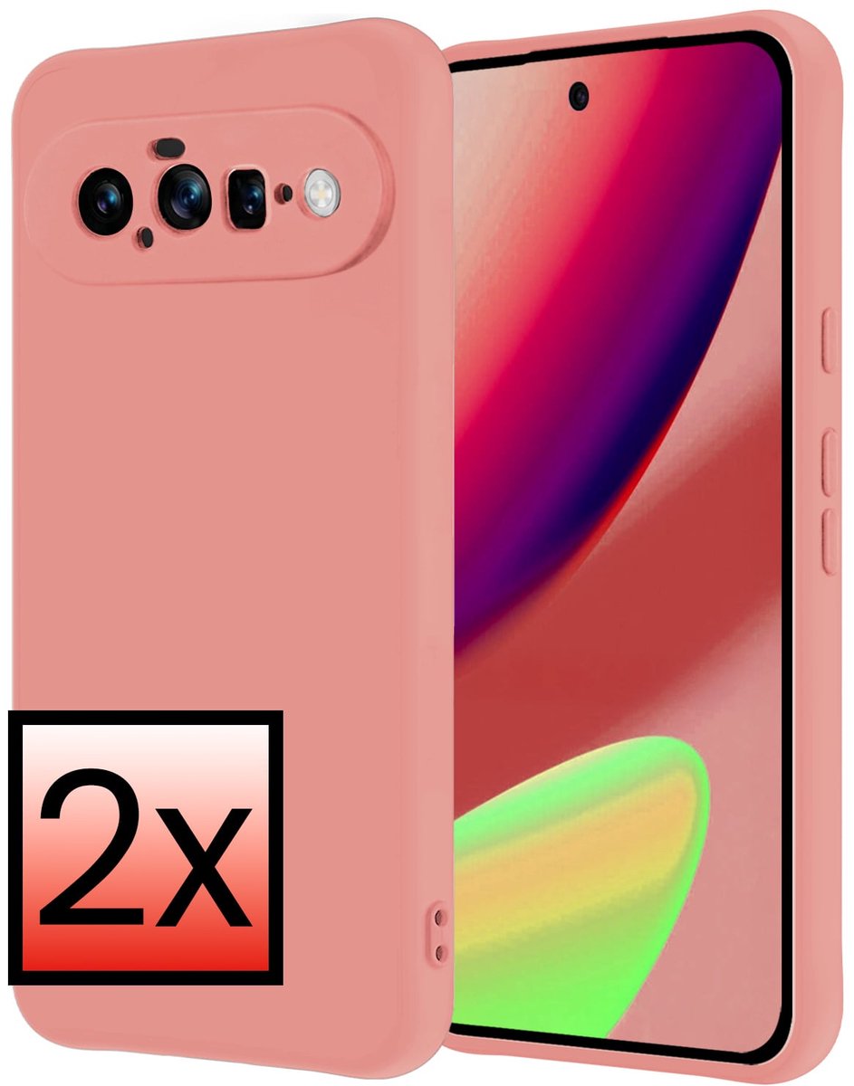 Hoesje - 2 Stuks - Geschikt voor Google Pixel 11 - Sterk & Shockproof - Case Siliconen - Back Cover - Telefoon Hoes - Lichtroze