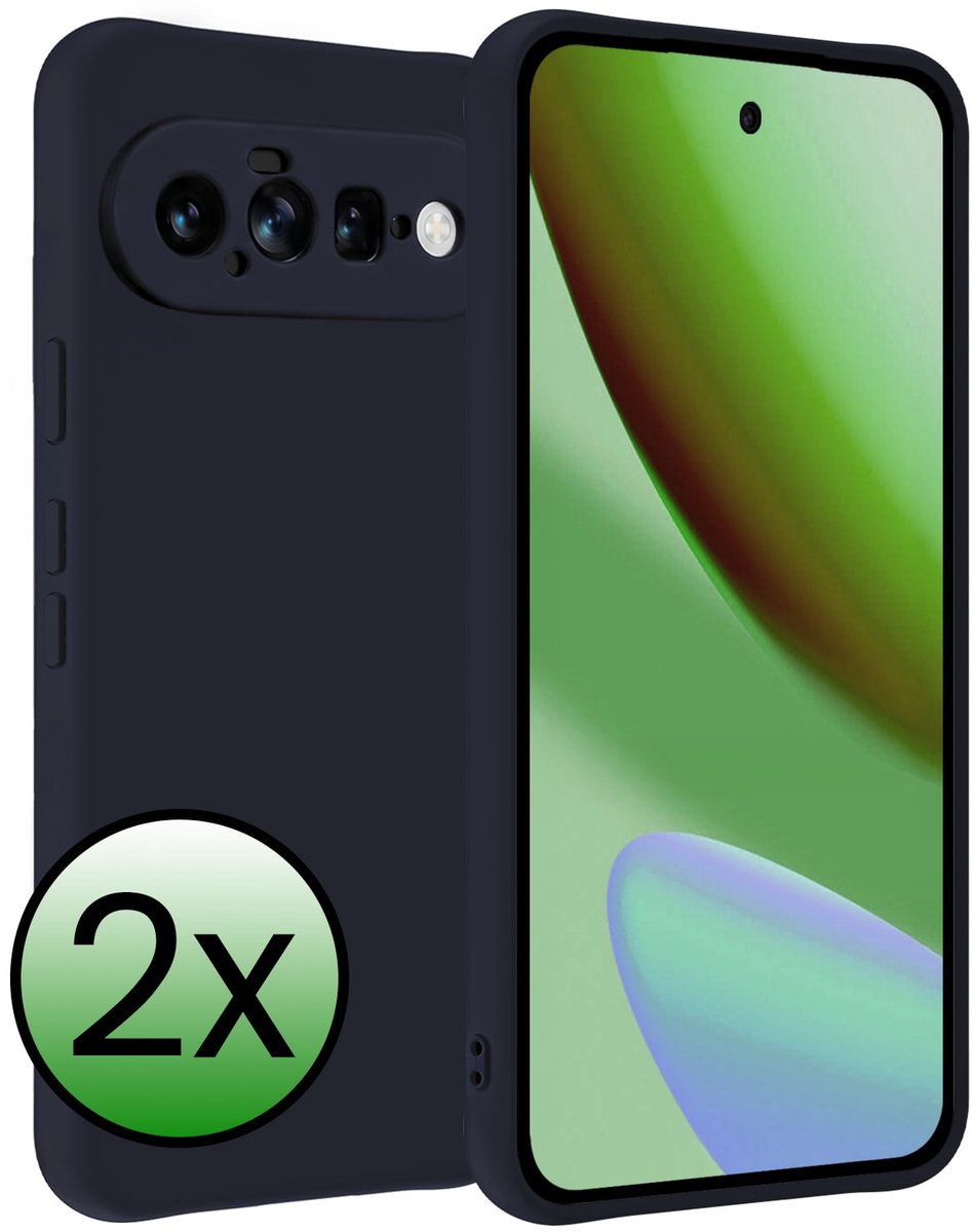 Hoesje 2 Stuks - Geschikt voor Google Pixel 11 - Sterk & Shockproof - Case Siliconen - Back Cover - Telefoon Hoes - Donkerblauw