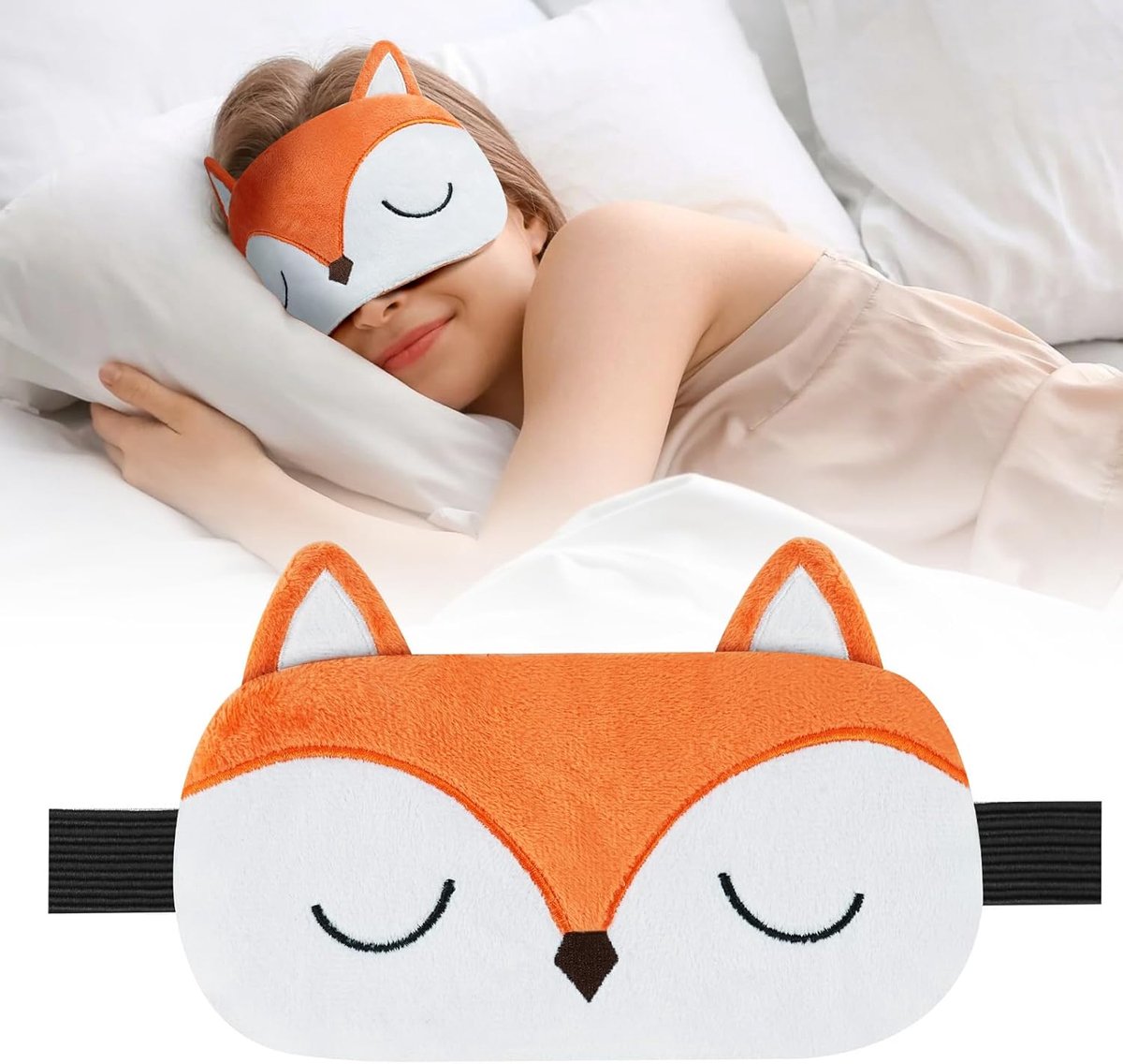 Thijox - Grappig Slaapoogmasker Vos - Zacht Pluizig Pluche Oogmasker voor Kinderen - Verduisterende Oogverblinder voor Slapen, Dutjes en Feestjes