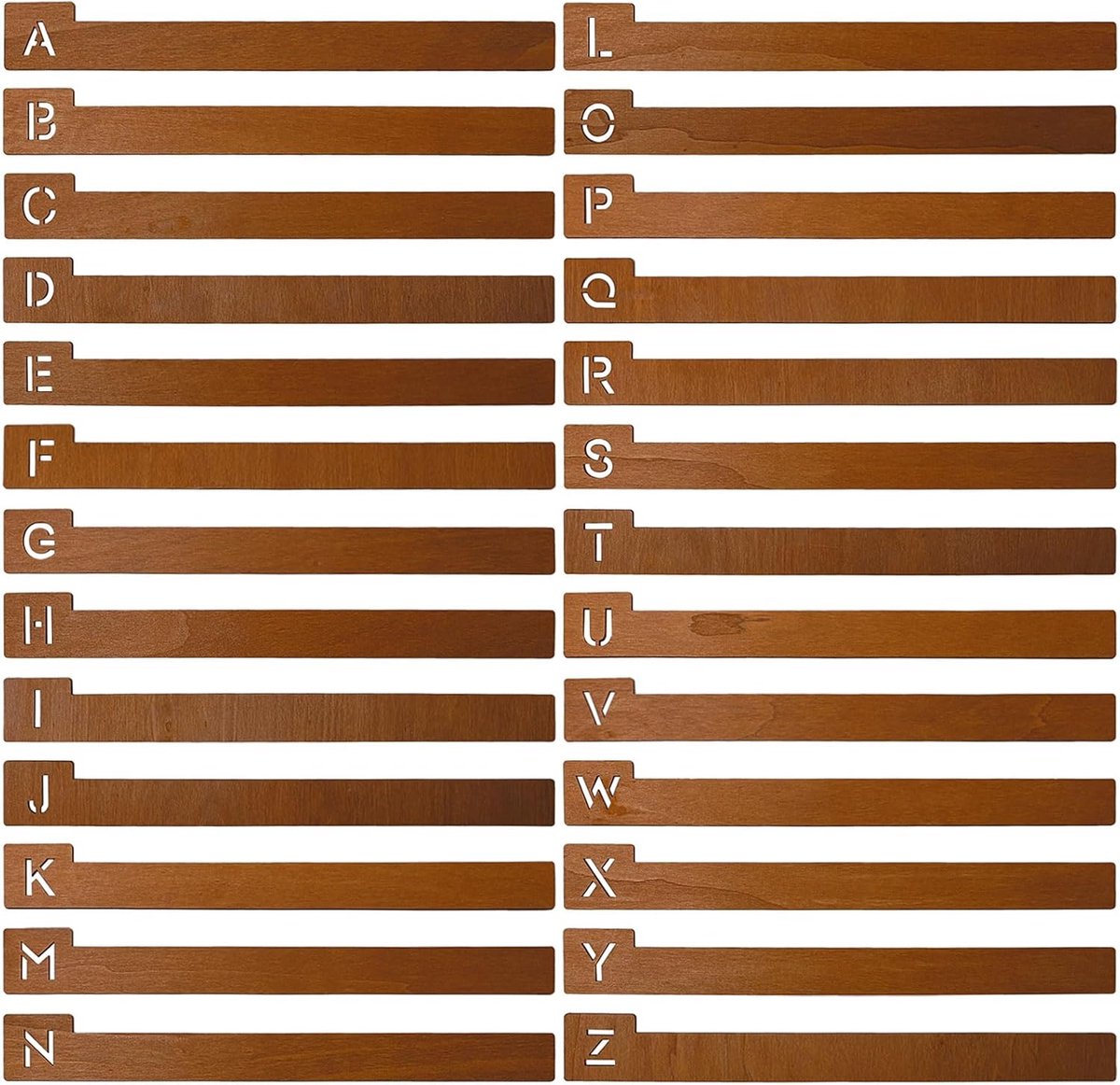 SnelShoppen - 26 Pcs Wooden Plate Dividers A-Z voor Album CD DVD Media Organisatie - Alphabetische Scheidingsplaten - 35x4cm Perfect voor Boekenplank