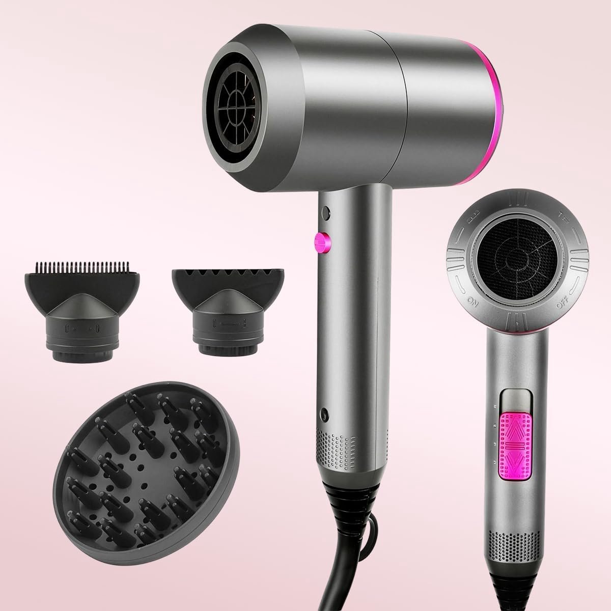 SnelShoppen - Professionele Föhn met Ion Technologie, AC Motor, Snel Droog en 2 Snelheden, 3 Warmtestanden, Voor Glanzend en Zacht Haar, Ideaal voor T