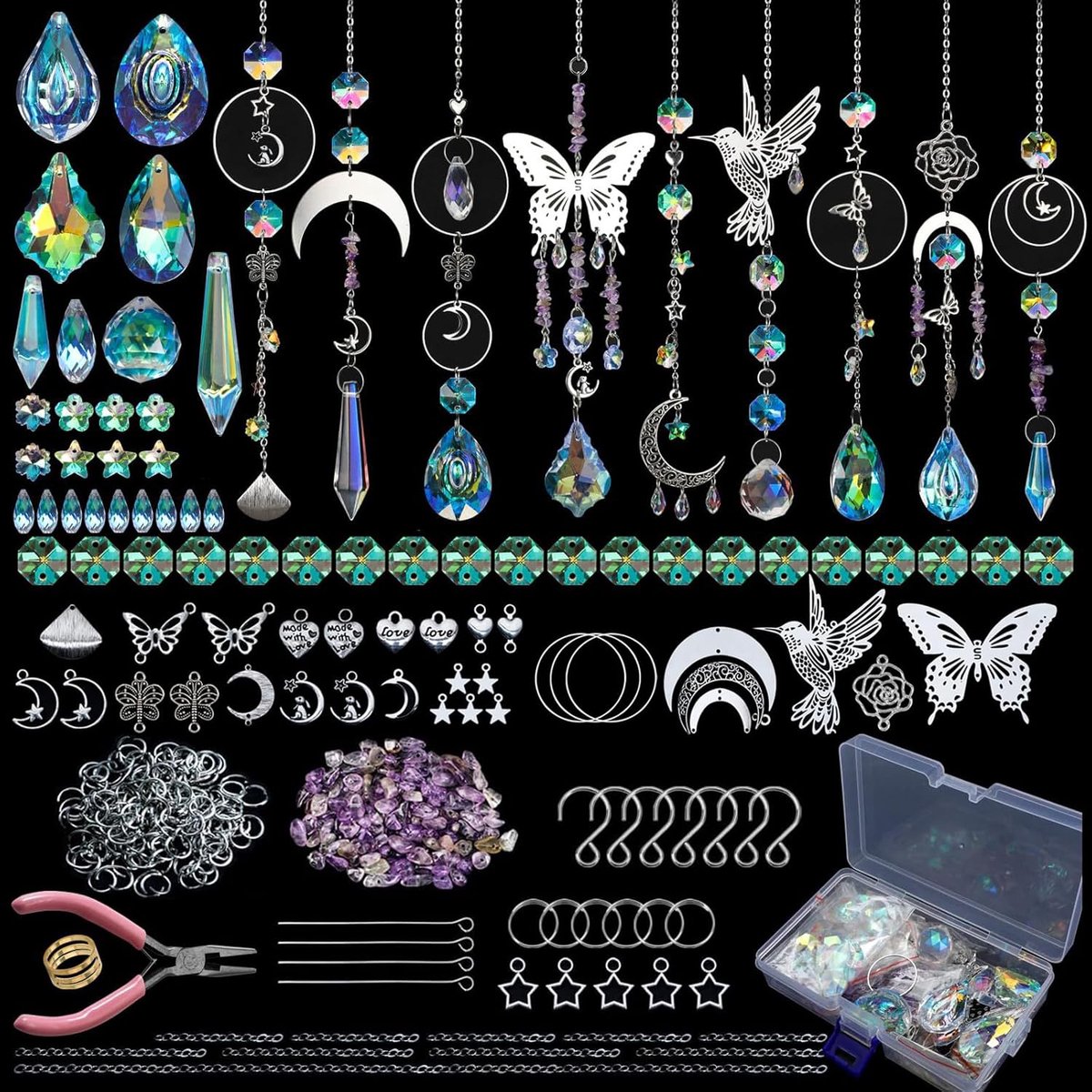 SnelShoppen - DIY Suncatchers Kit 400pcs - Crystal Beads, Pendants, Metaal Decor - Regenboog Maker voor Binnen en Buiten - Perfect voor Feesten en Ver