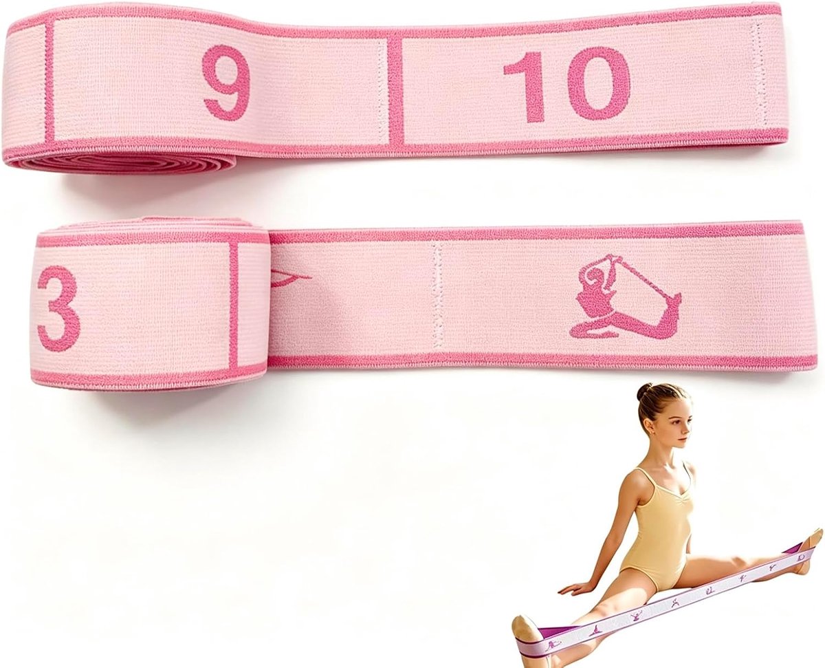 SnelShoppen - Yoga Stretchband met 10 Niveaus voor Krachttraining en Flexibiliteit - Scheurvast Elastisch Materiaal 110x4 cm - Ideaal voor Thuisgebrui