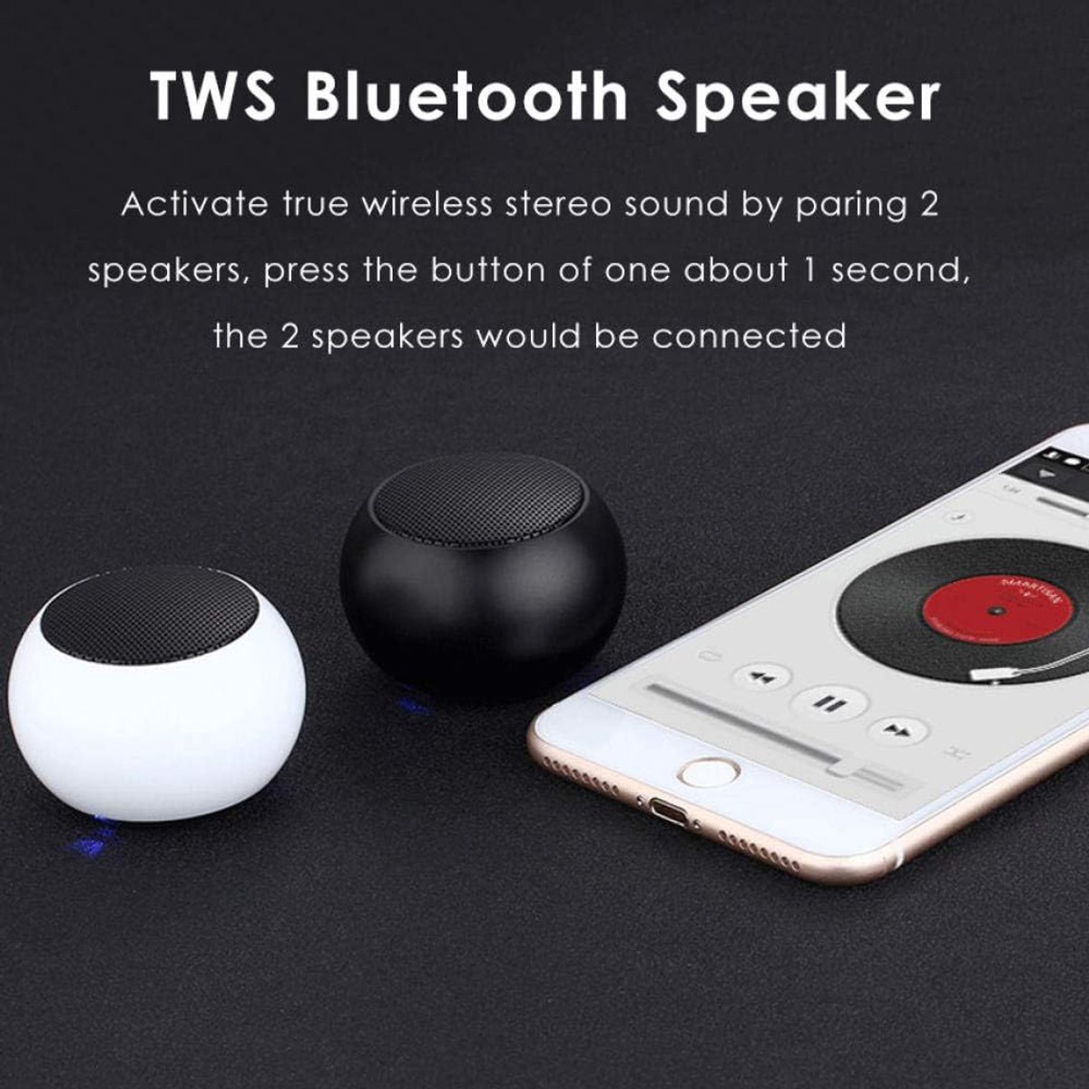 SnelShoppen - 3D Mini TWS Draadloze Bluetooth Speaker - True Wireless Stereo Subwoofer met Microfoon - Handfree - Geschikt voor Smartphones - Roze Gou