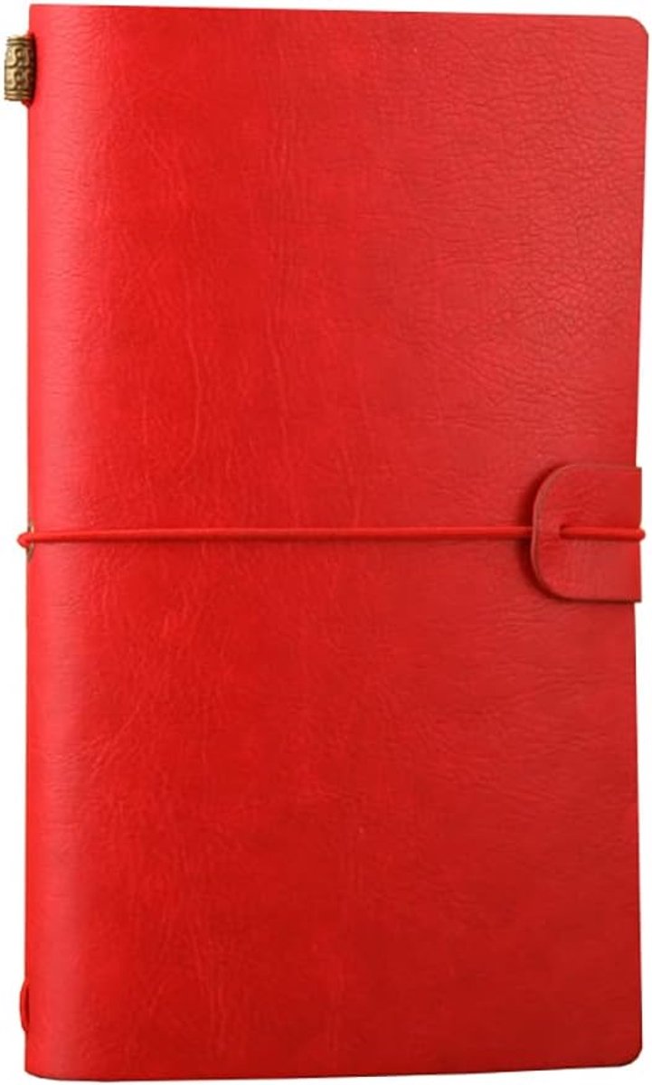 SnelShoppen - Luxe Reizen Notitieboek - Handgemaakt Leer Reist Journal - Vintage Notitieboek - 18 Kaart Slots - Rood - 4.72 x 7.87 Inch