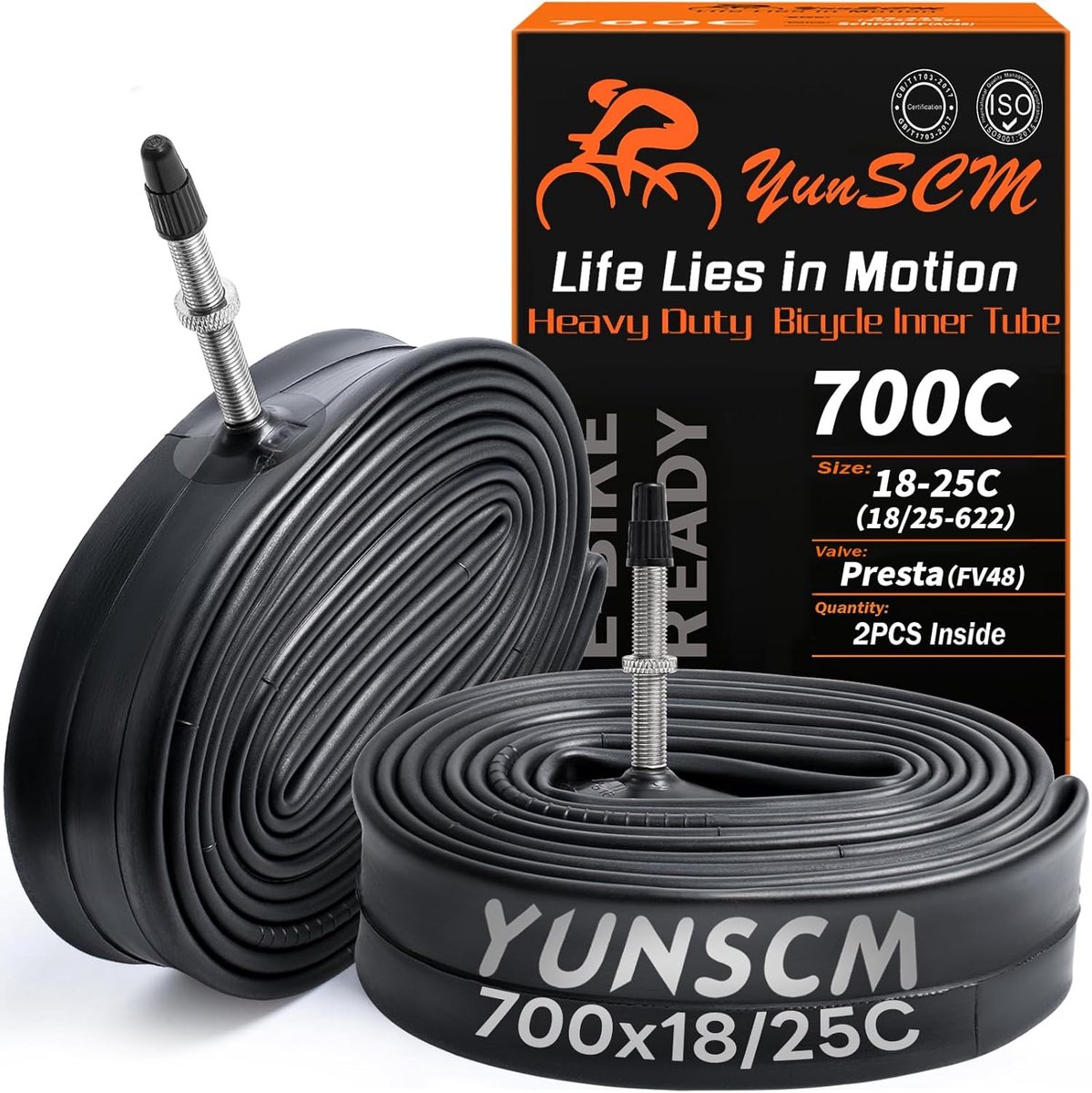 SnelShoppen - 2 Stuks 700C Fietsonderdelen Zware Binnenbanden 700x18C/25C ETRTO 18/25-622 FV48mm Presta Ventiel Voor Racefietsen