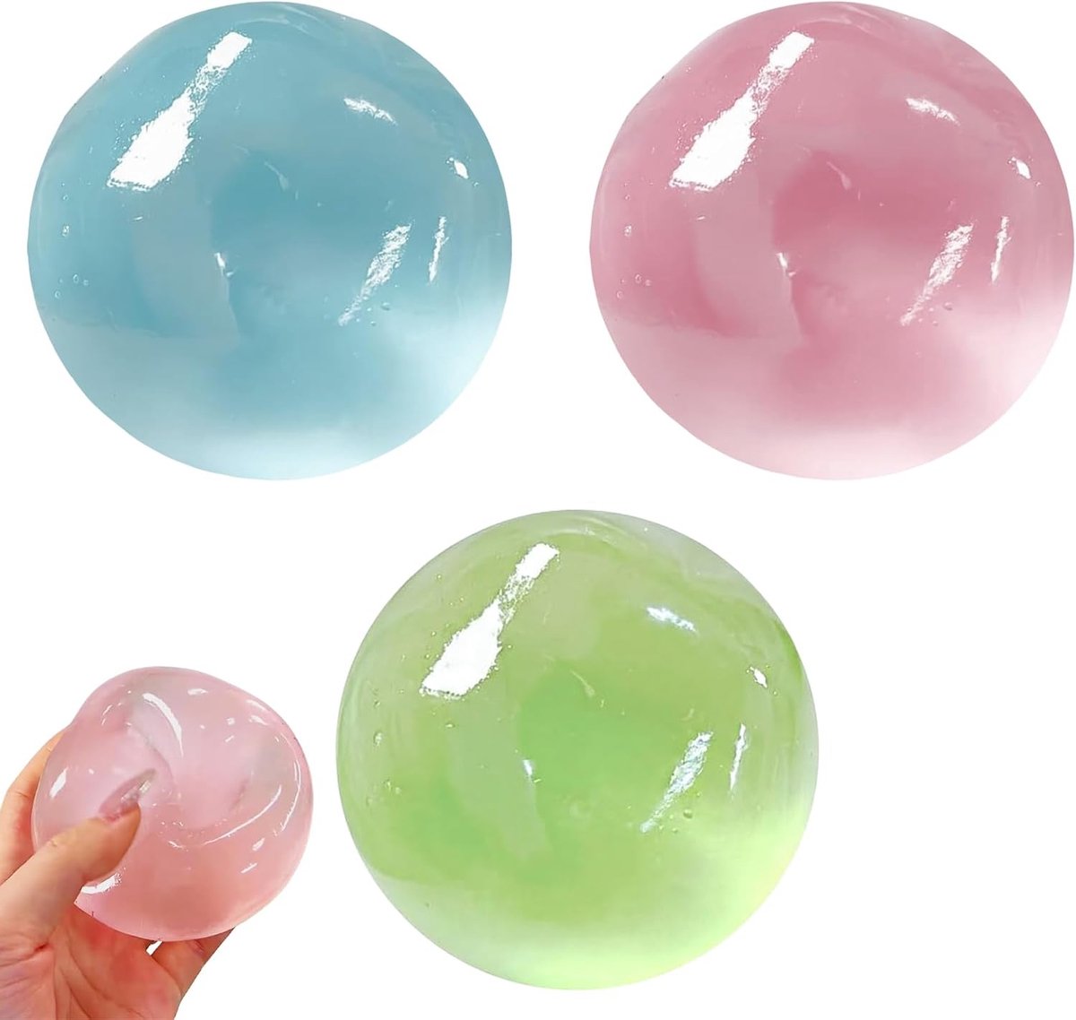 SnelShoppen - 3 stuks anti-stressballen met kokosolie, handgemaakte knijpballen voor stressverlichting, verbeterde concentratie, zacht rubberen bal vo