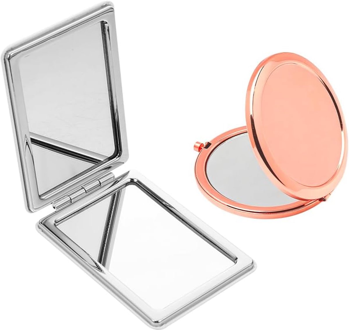 SnelShoppen - Desktop Makeup Spiegel voor Bureau, Haarstyling, Kappen, Scheren, Make-up en Huishoudelijke Benodigdheden (Wit + Roségoud)