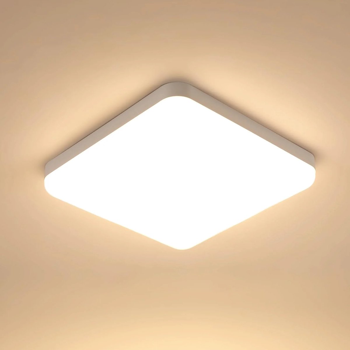 Riserva LED Plafondlamp Vierkant - 32W - 3600 lm - 3000K Warm Wit - 25 × 25 cm - Witte Plafondlamp voor Woonkamer, Slaapkamer, Keuken en Badkamer