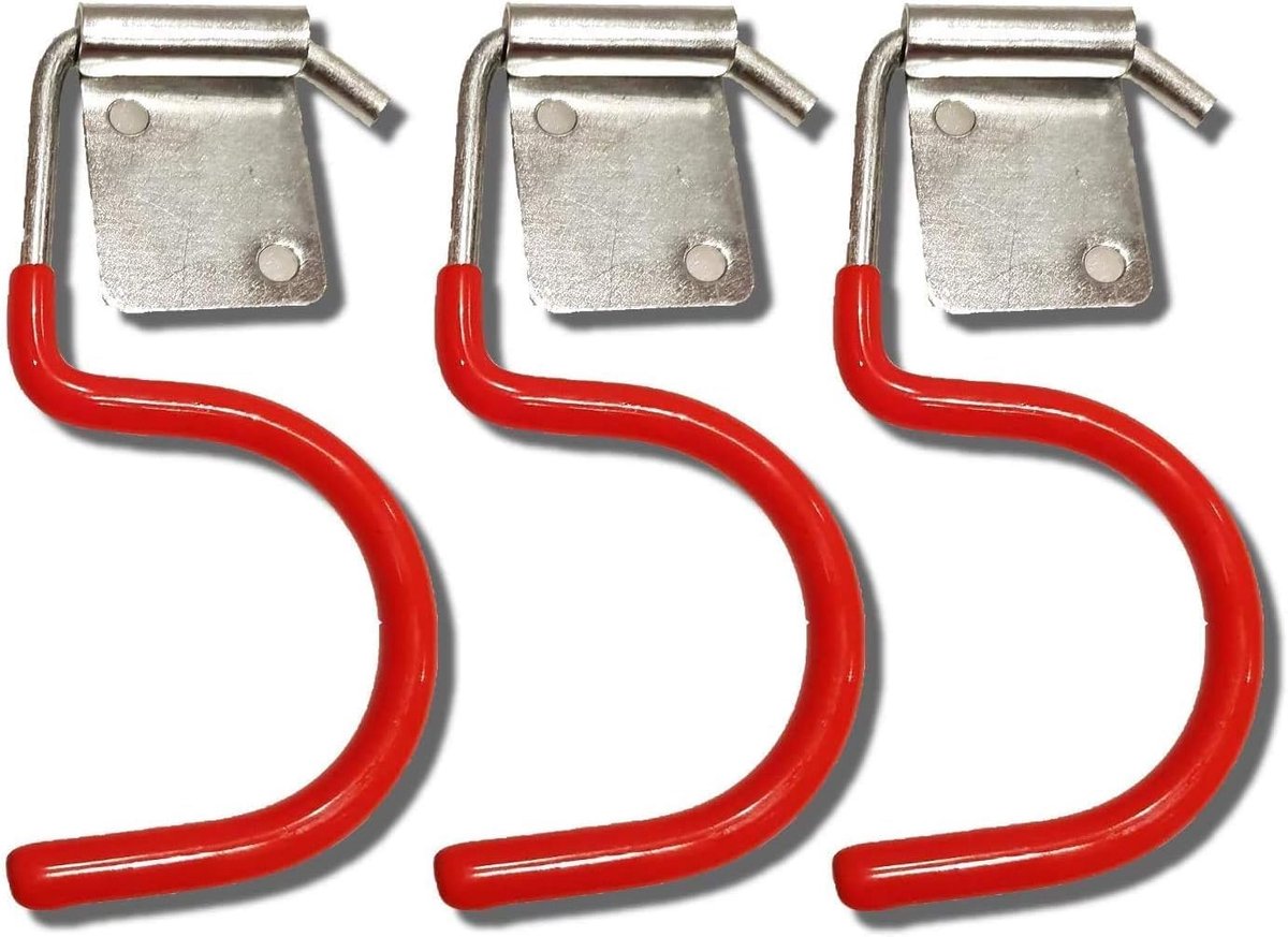 SnelShoppen - Set van 15 Tuin Gereedschap Haken, Rode Wandhaken met Antislip Rubber Coating voor Tuin- en Garage Organizer Systemen
