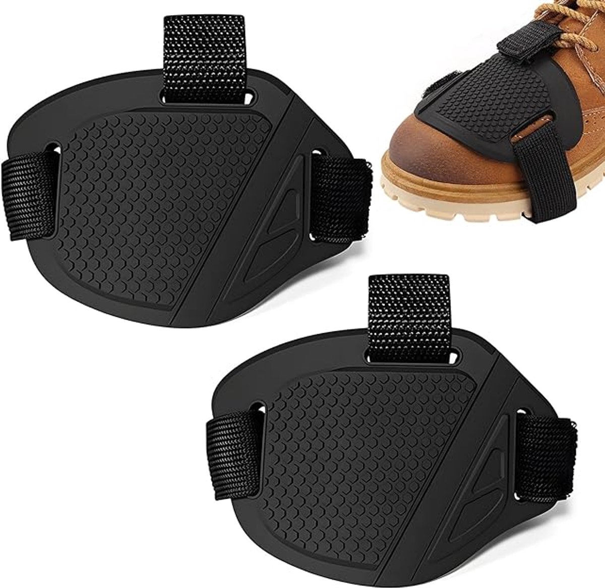 2 x Antislip universele beschermende schoenbeschermers voor motorfietsversnellingspook, regen- en zonbestendig, geschikt voor laarzen en schoenen