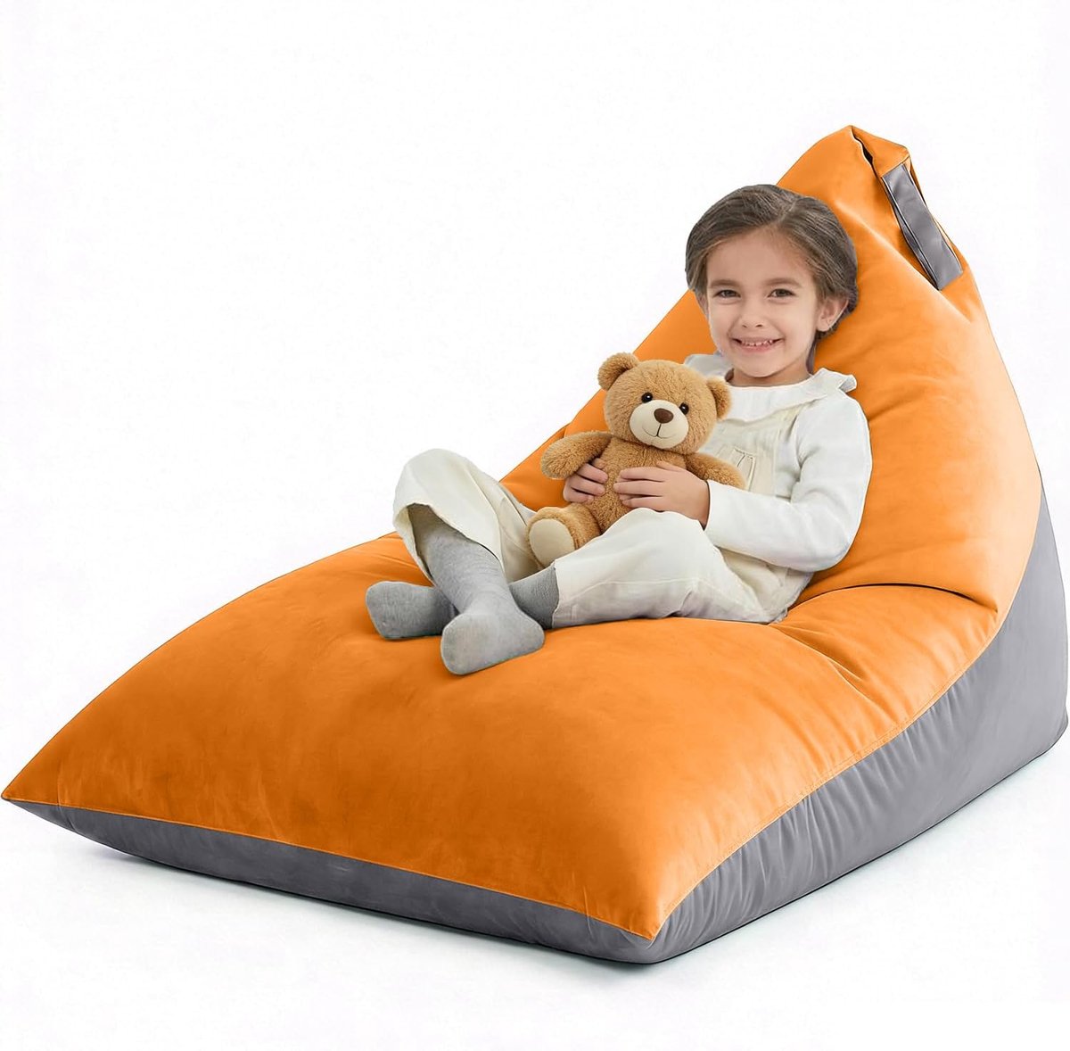 SnelShoppen - 4ft Bean Bag Stoelhoes (Geen Vulling) voor Volwassenen, 400L Extra Grote Driehoekige Zitzakhoes, Wasbare Ultra Zachte Premium Velvet Hoe