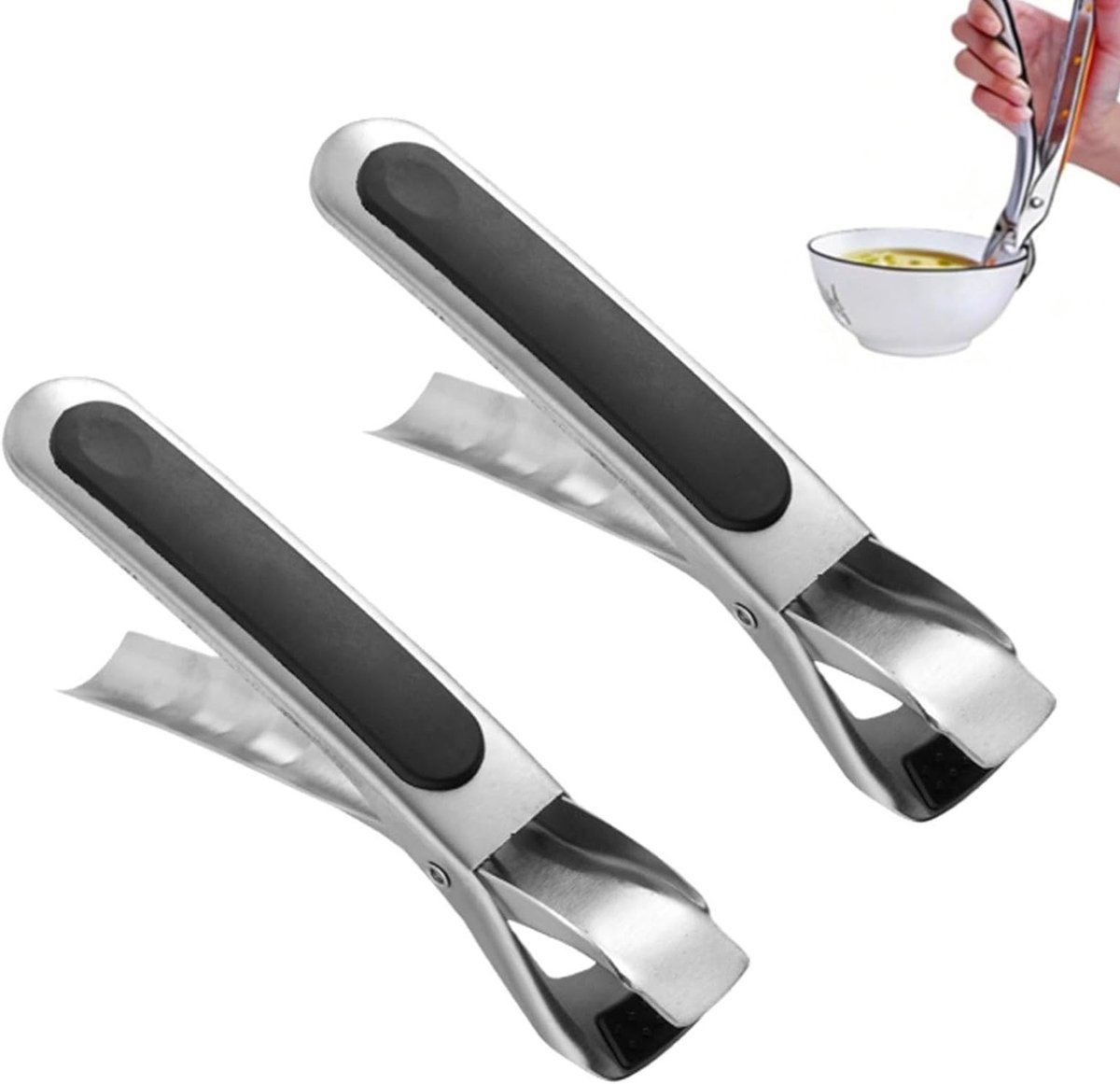 Set van 2 RVS Airfryer Tangen met Siliconen Handvat voor Veilig Grijpen van Gerechten, Schalen en Borden