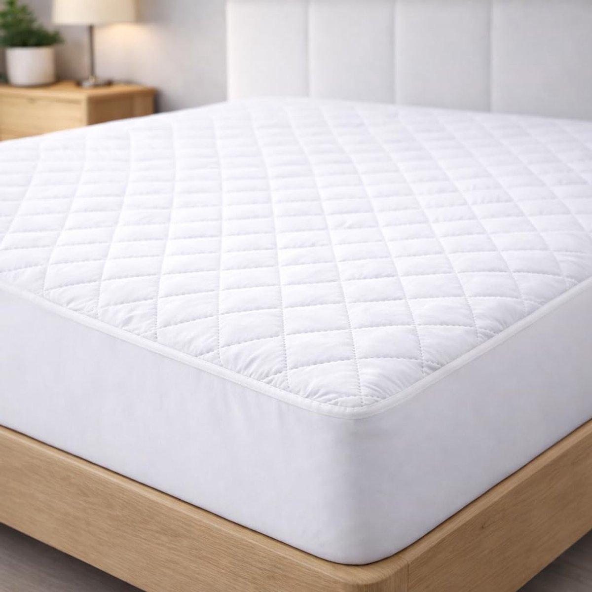 SnelShoppen - Matrasbeschermer 80 x 190/200 cm - Reversible Wasbare Quilted Matrascover tot 32 cm Hoogte - Hypoallergeen en Ademend Wit