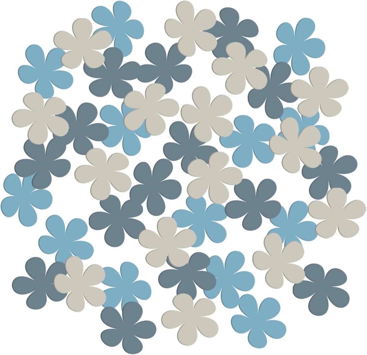 SnelShoppen - Folat Confetti Bloemen voor Jongens - 80 Stuks Decoraties Gender Reveal - Blauw, Wit, Lichtblauw - Baby Shower, Geboorte Feest