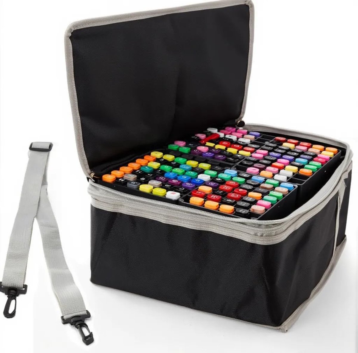 SnelShoppen - Marker Storage Bag met 168 Slots, Desk Pen Organizer, Portable Aesthetic Maker Holder, Zipper Marker Pen Case voor College en Kantoor