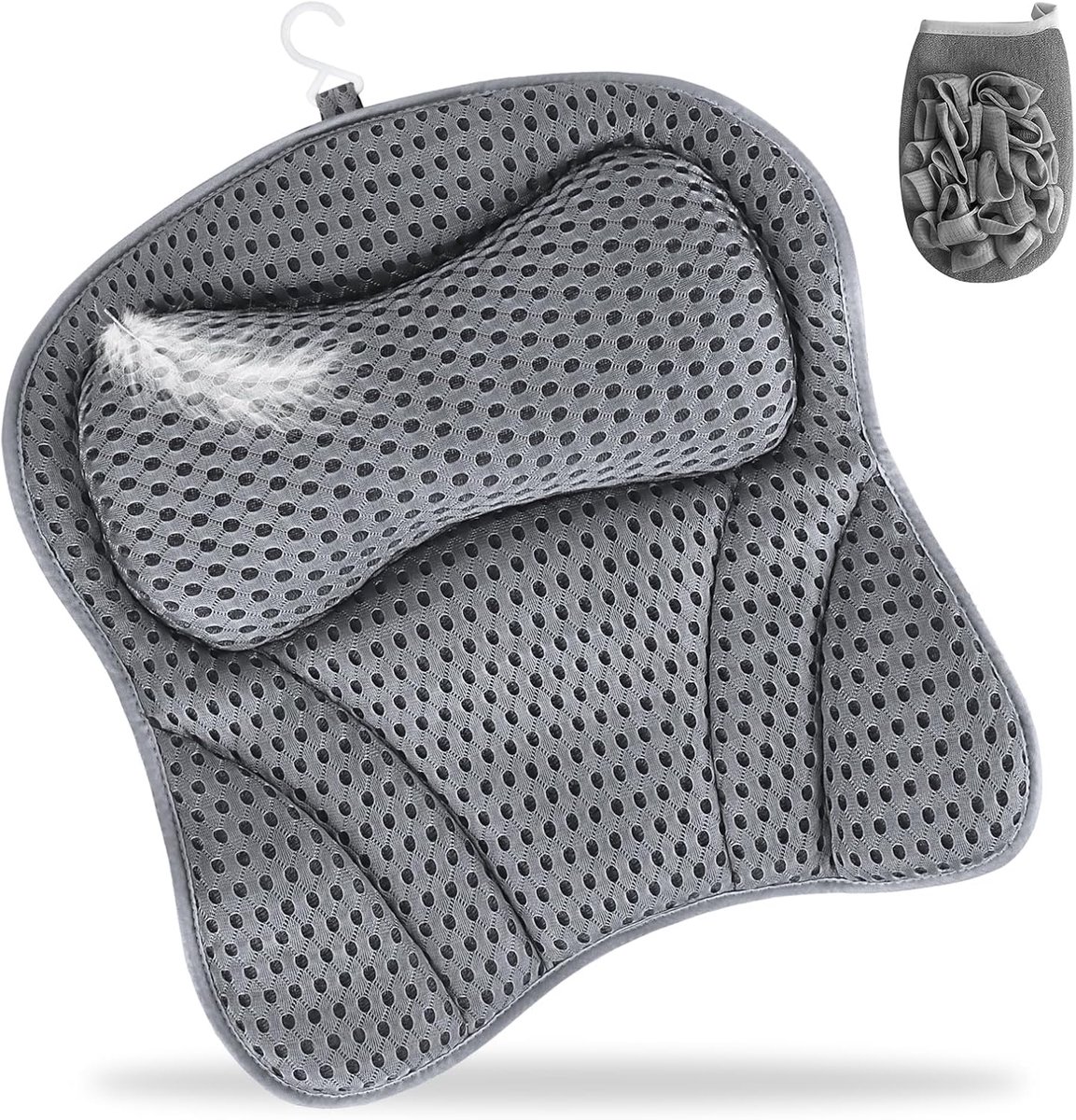 SnelShoppen - Ergonomisch Badkussen met 4D Air Mesh, Nek- en Schoudersteun, 6 Zuignappen, Ideaal voor Badkuipen en Spa's